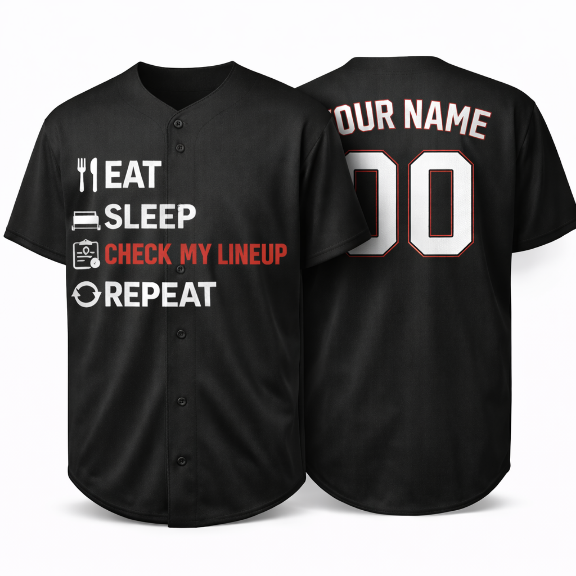 Custom Baseball Jersey – Funny Check My Lineup Design – Add Your Name and Number