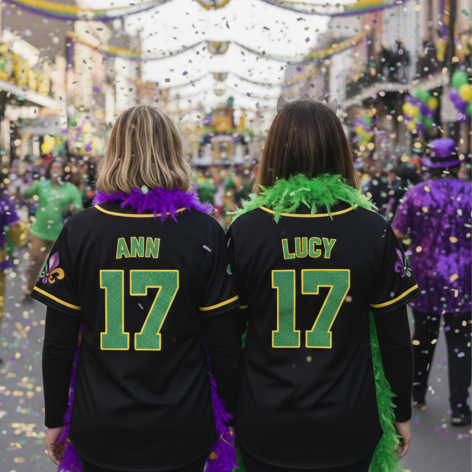 Custom Mardi Gras Baseball Jersey – Personalized Black Carnival Outfit – Add Your Name & Number
