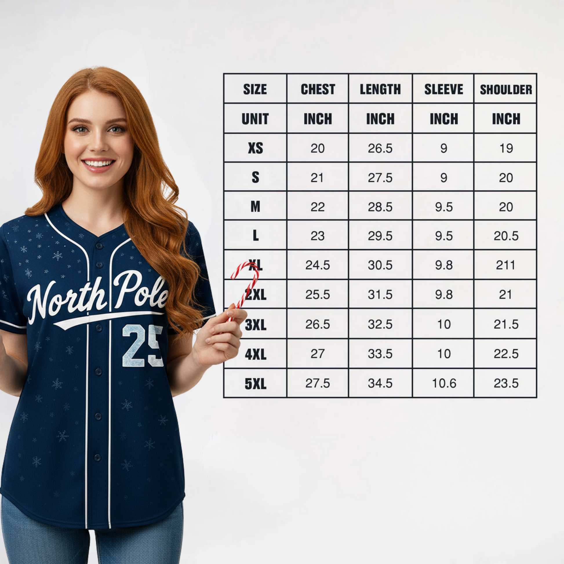 Custom Christmas Baseball Jersey Snowflake Navy with White Piping - Design Your Own