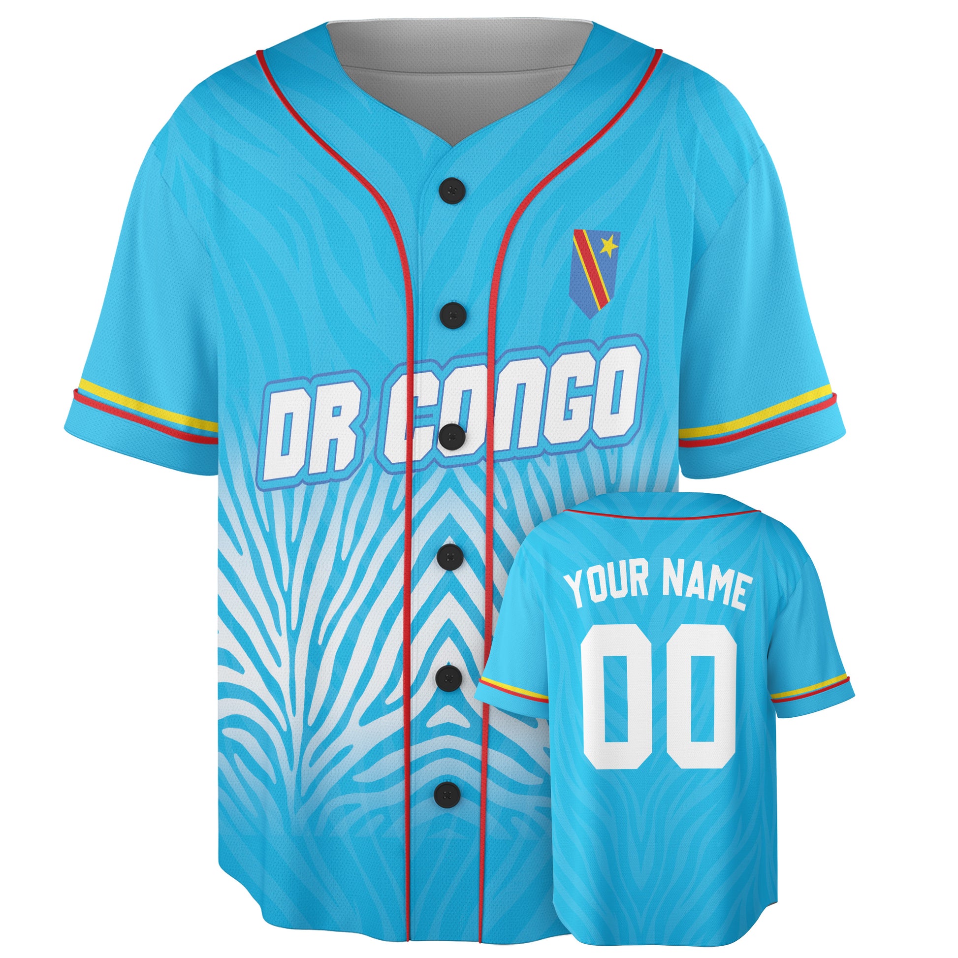 Custom DR Congo Baseball Jersey Congolese Fan Leopard Gradient – Personalized Name Number