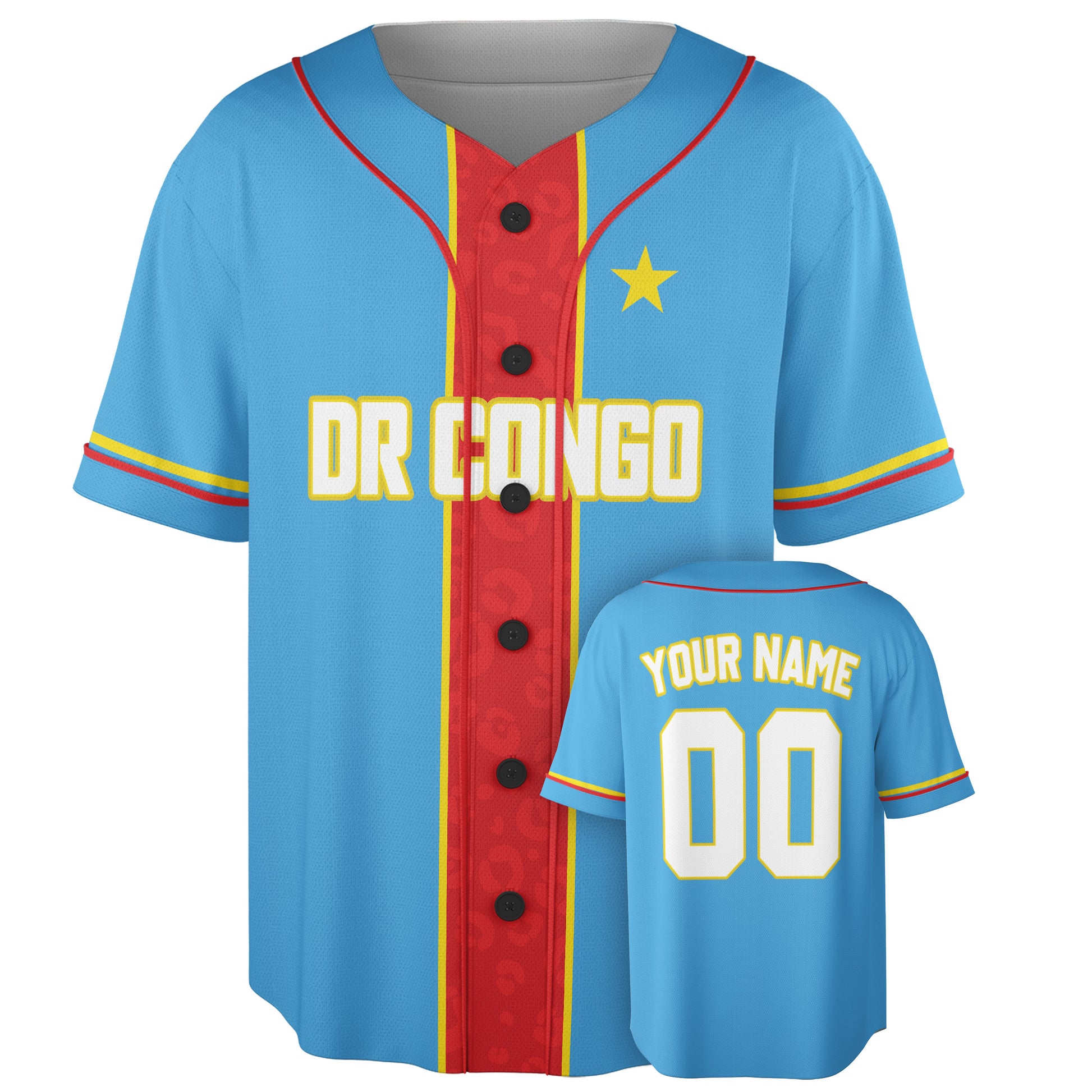 Custom DR Congo Baseball Jersey Congolese Fan Vertical Stripe – Personalized Name Number