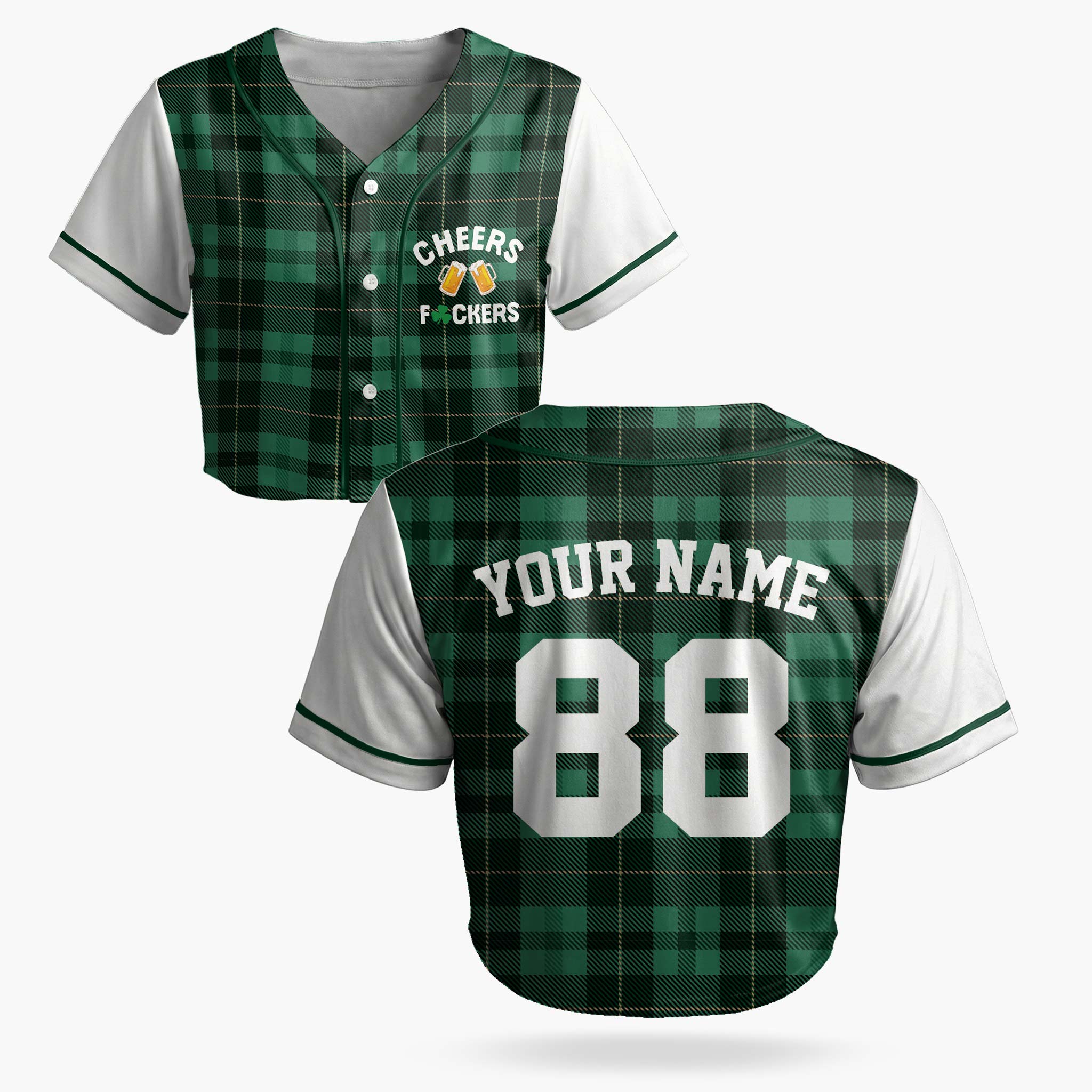 Custom St. Patrick's Day Women's Crop Baseball Jersey Cheers - Design Your Own