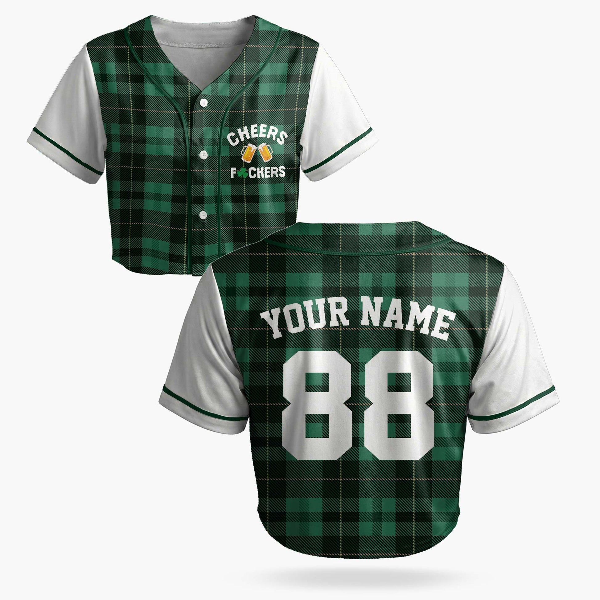Custom St. Patrick's Day Women's Crop Baseball Jersey Cheers - Design Your Own