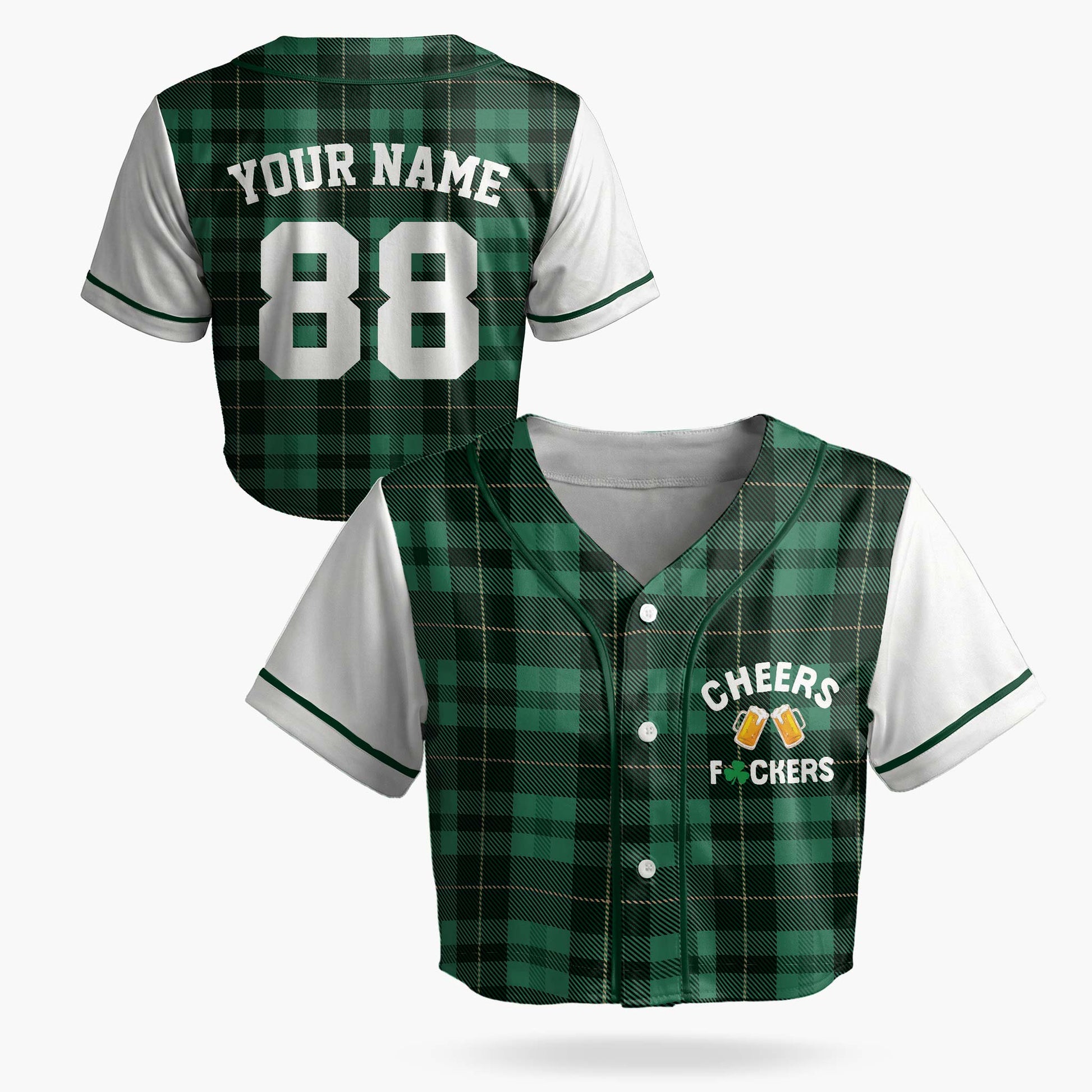 Custom St. Patrick's Day Women's Crop Baseball Jersey Cheers - Design Your Own