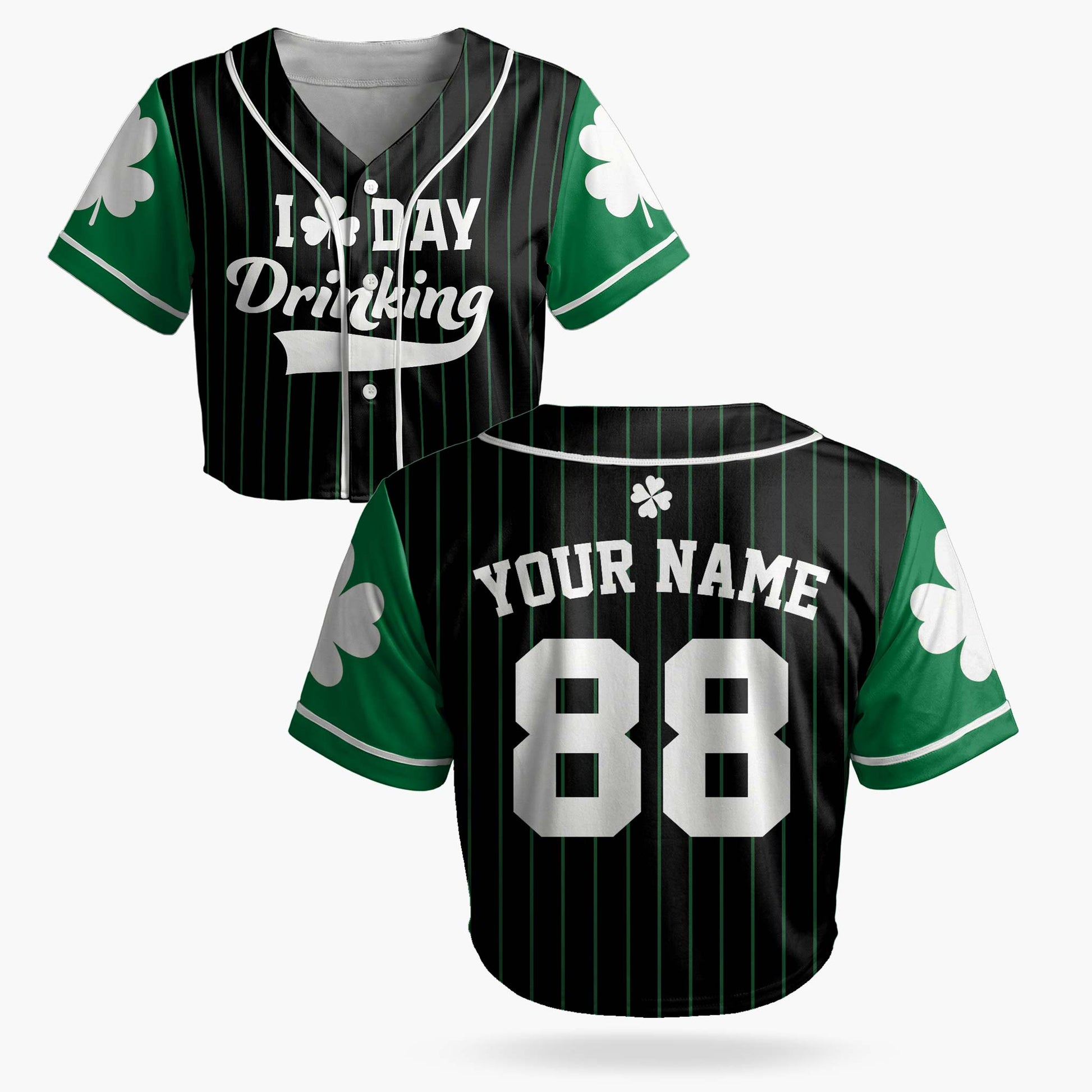 Custom St. Patrick's Day Women's Crop Baseball Jersey Day Drinking - Design Your Own
