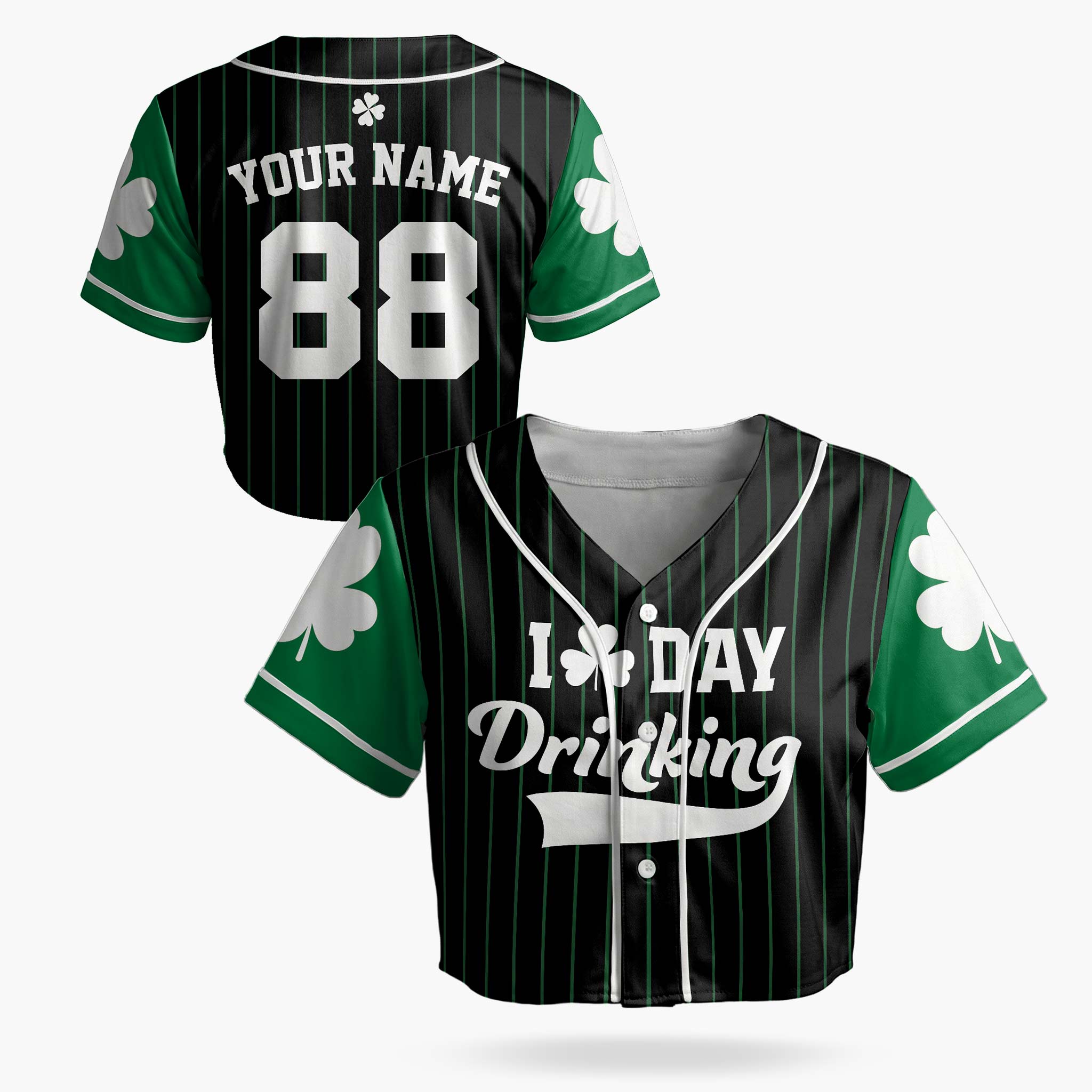 Custom St. Patrick's Day Women's Crop Baseball Jersey Day Drinking - Design Your Own