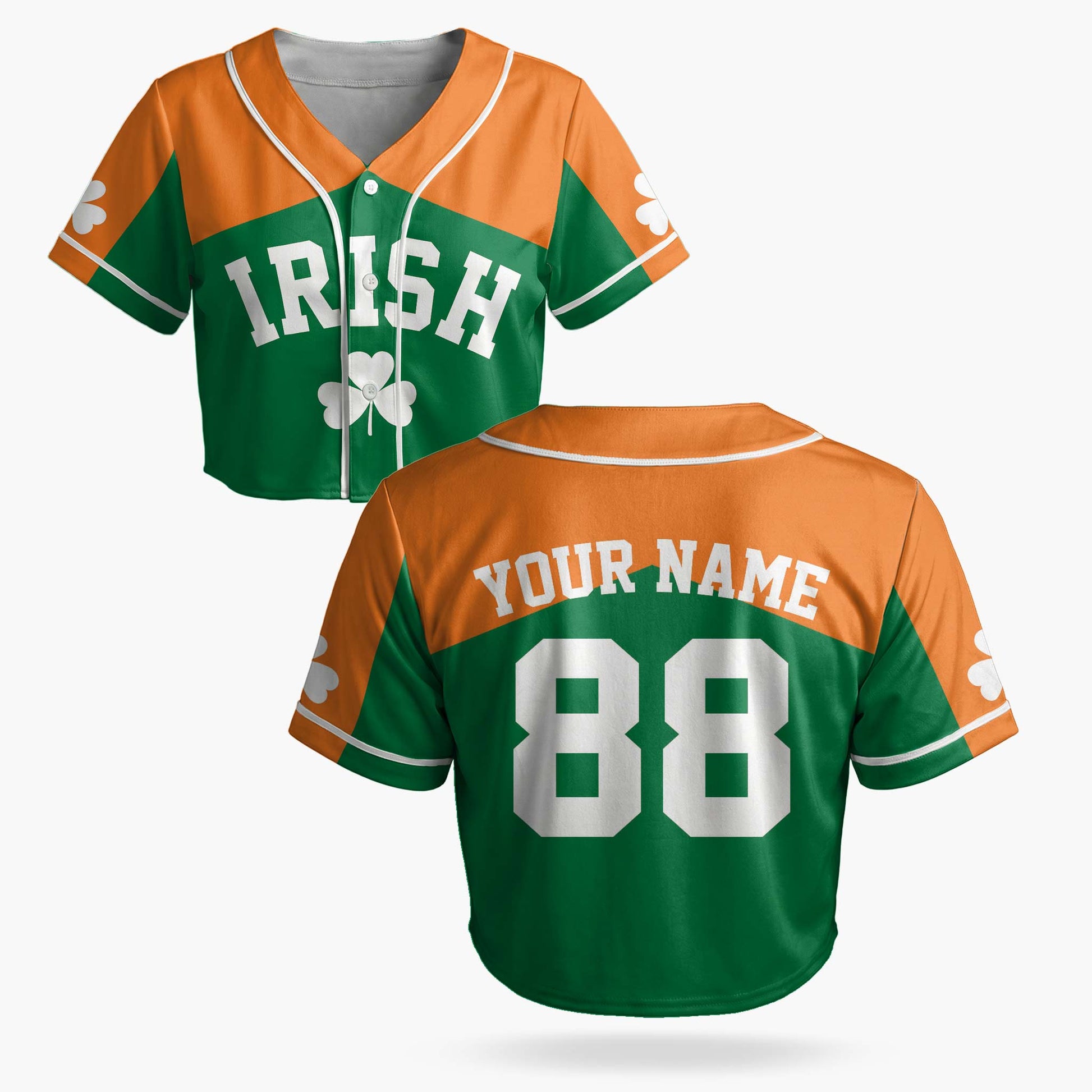 Custom St. Patrick's Day Women's Crop Baseball Jersey Irish - Design Your Own