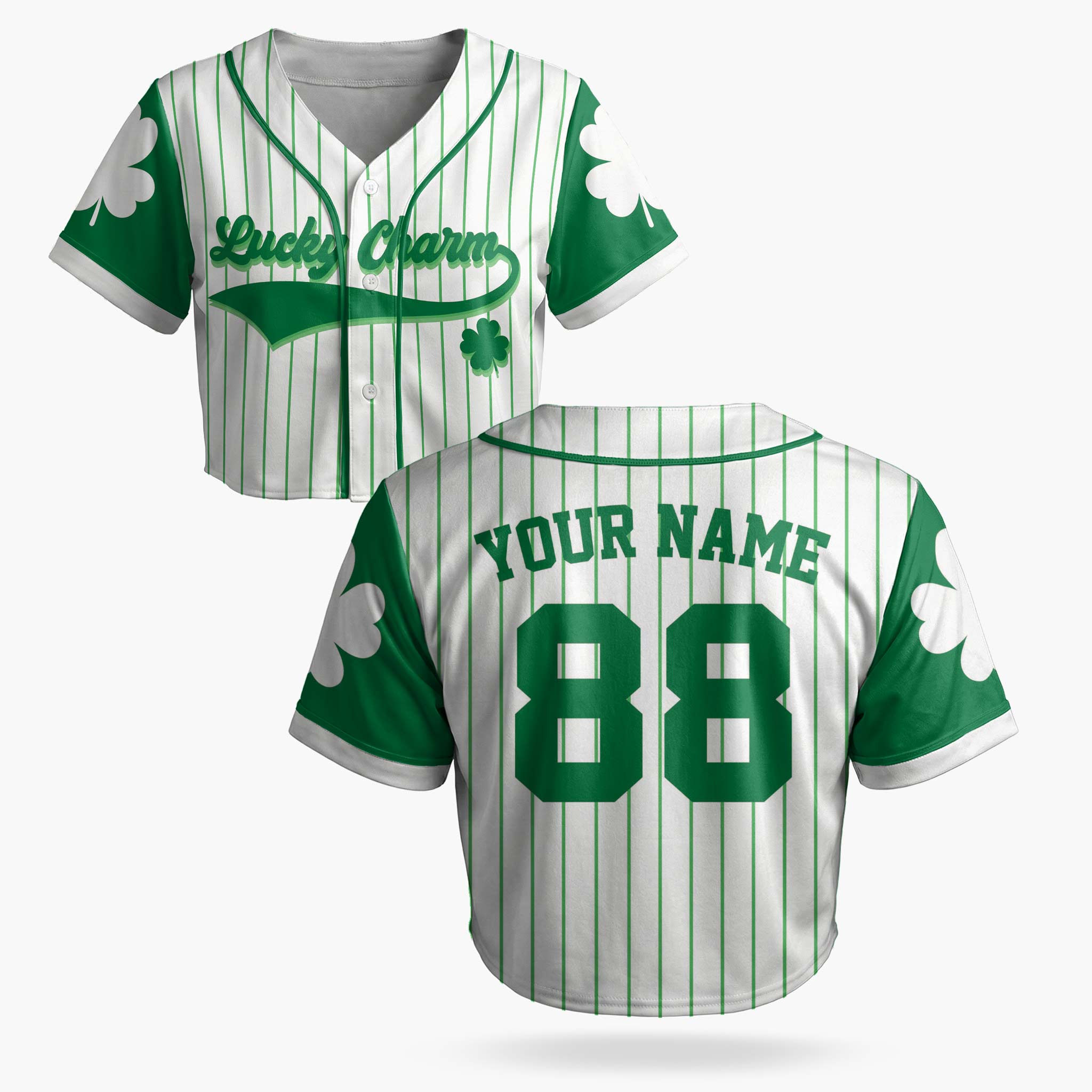 Custom St. Patrick's Day Women's Crop Baseball Jersey Lucky Charm - Design Your Own