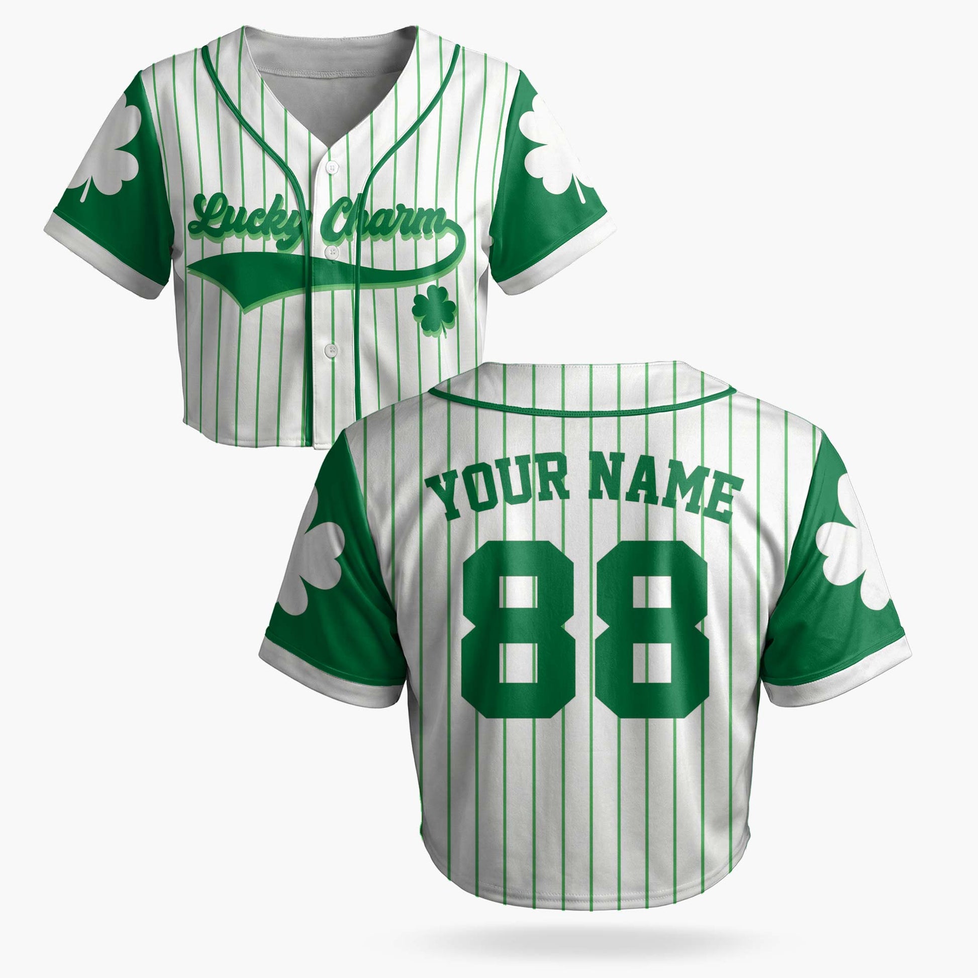 Custom St. Patrick's Day Women's Crop Baseball Jersey Lucky Charm - Design Your Own