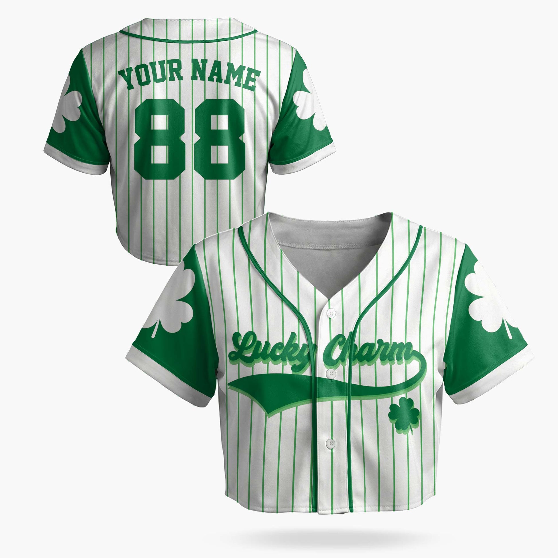 Custom St. Patrick's Day Women's Crop Baseball Jersey Lucky Charm - Design Your Own