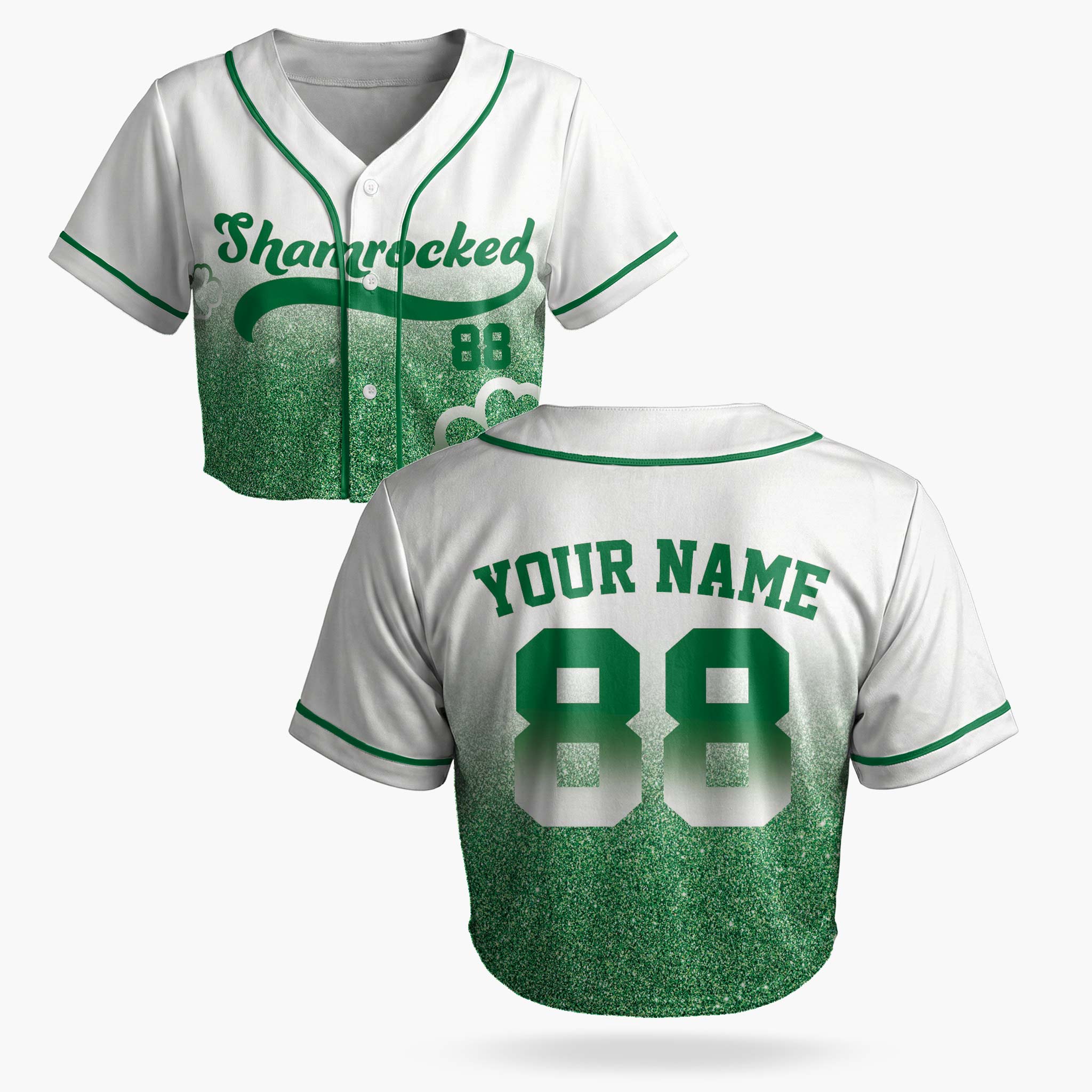 Custom St. Patrick's Day Women's Crop Baseball Jersey Shamrocked - Design Your Own