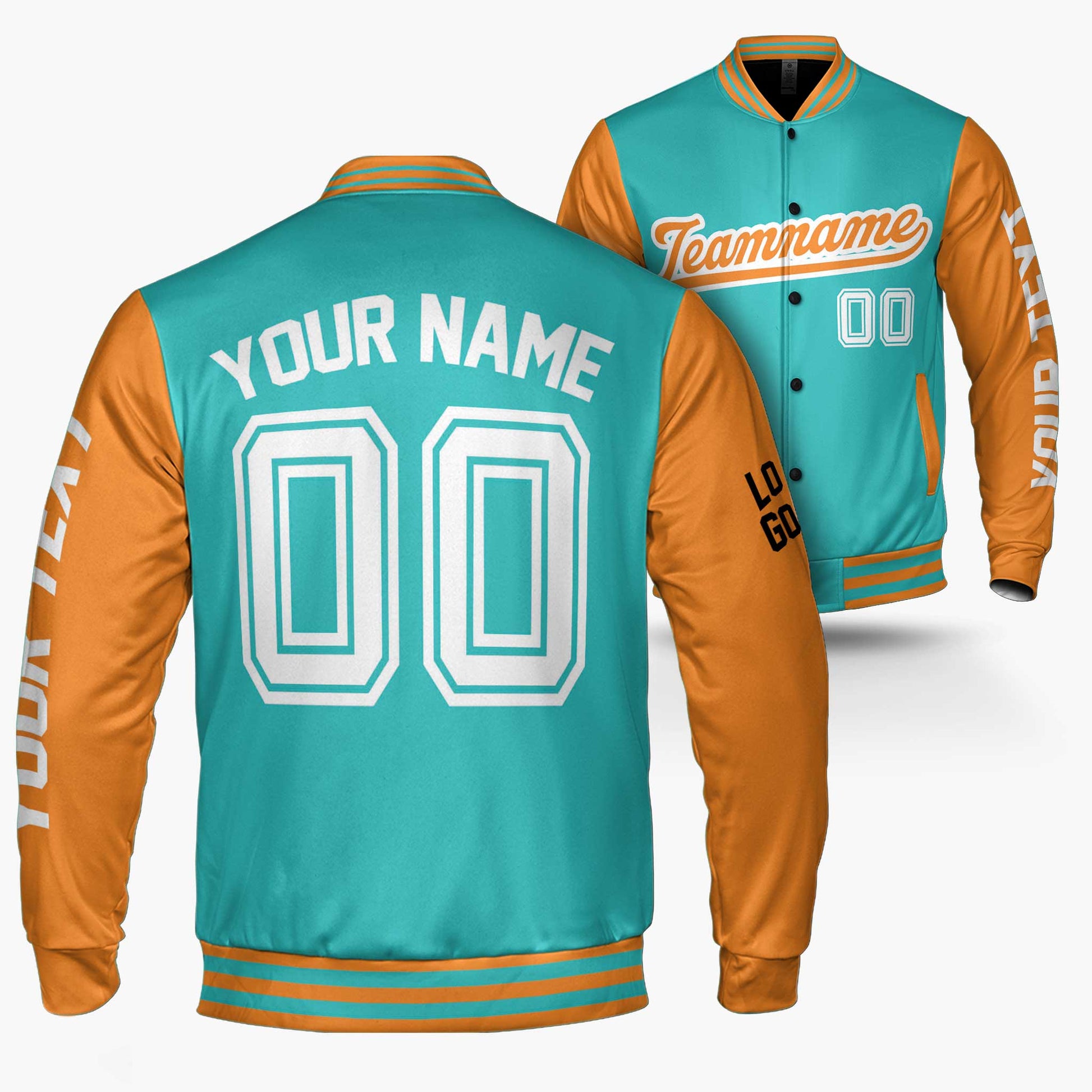 Custom Varsity Jacket Blue and Orange - Design Your Own
