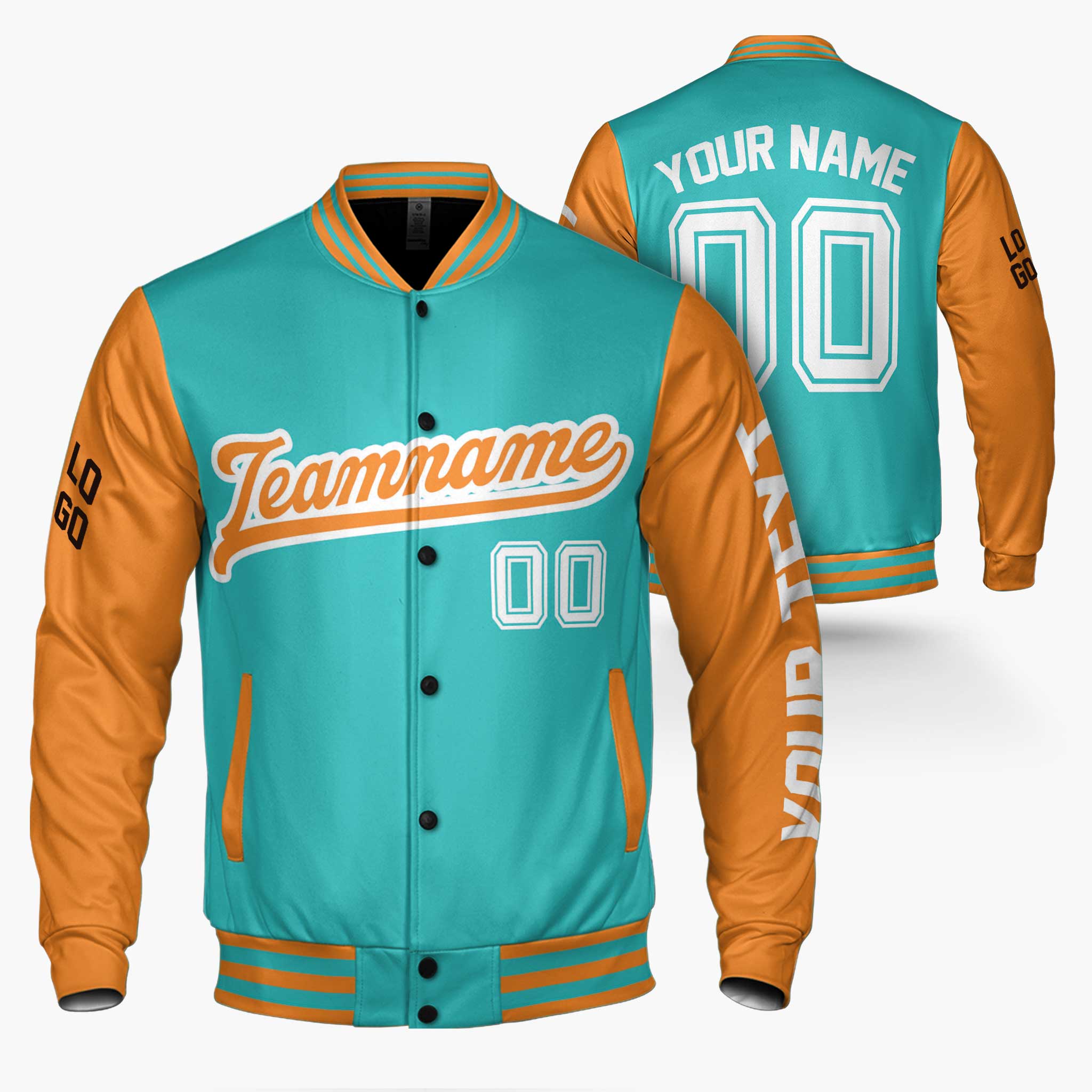 Custom Varsity Jacket Blue and Orange - Design Your Own