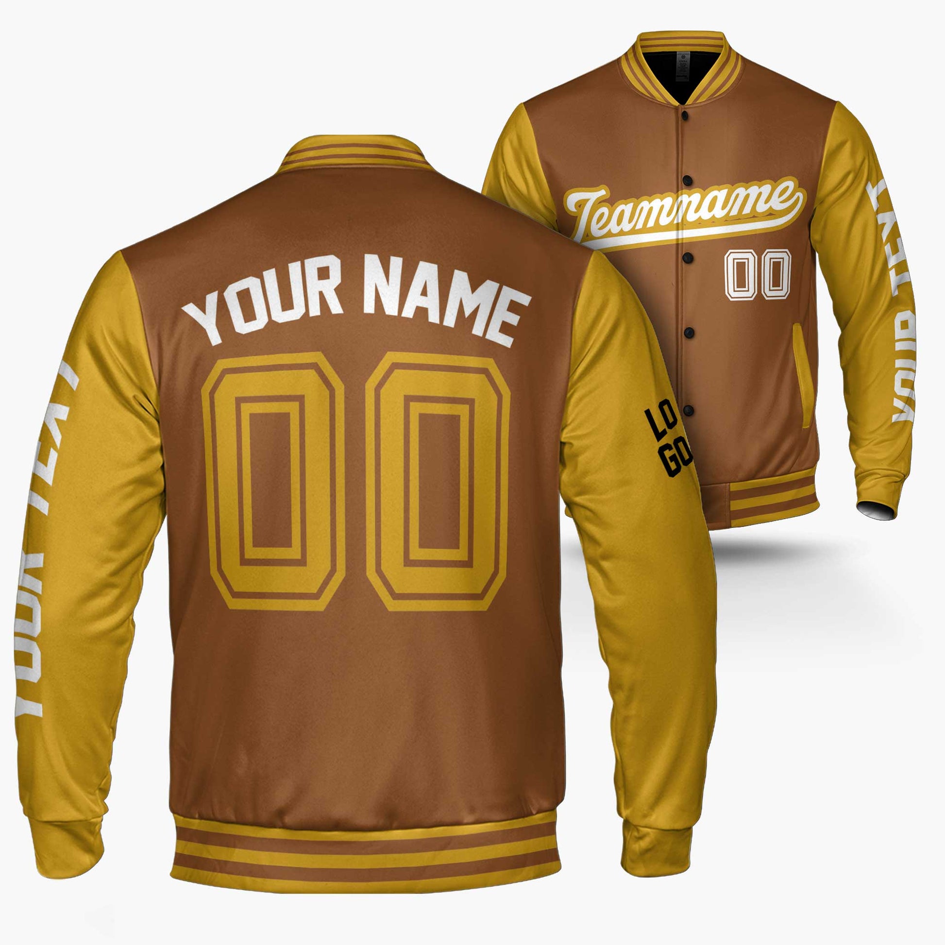 Custom Varsity Jacket Brown and Mustard - Design Your Own