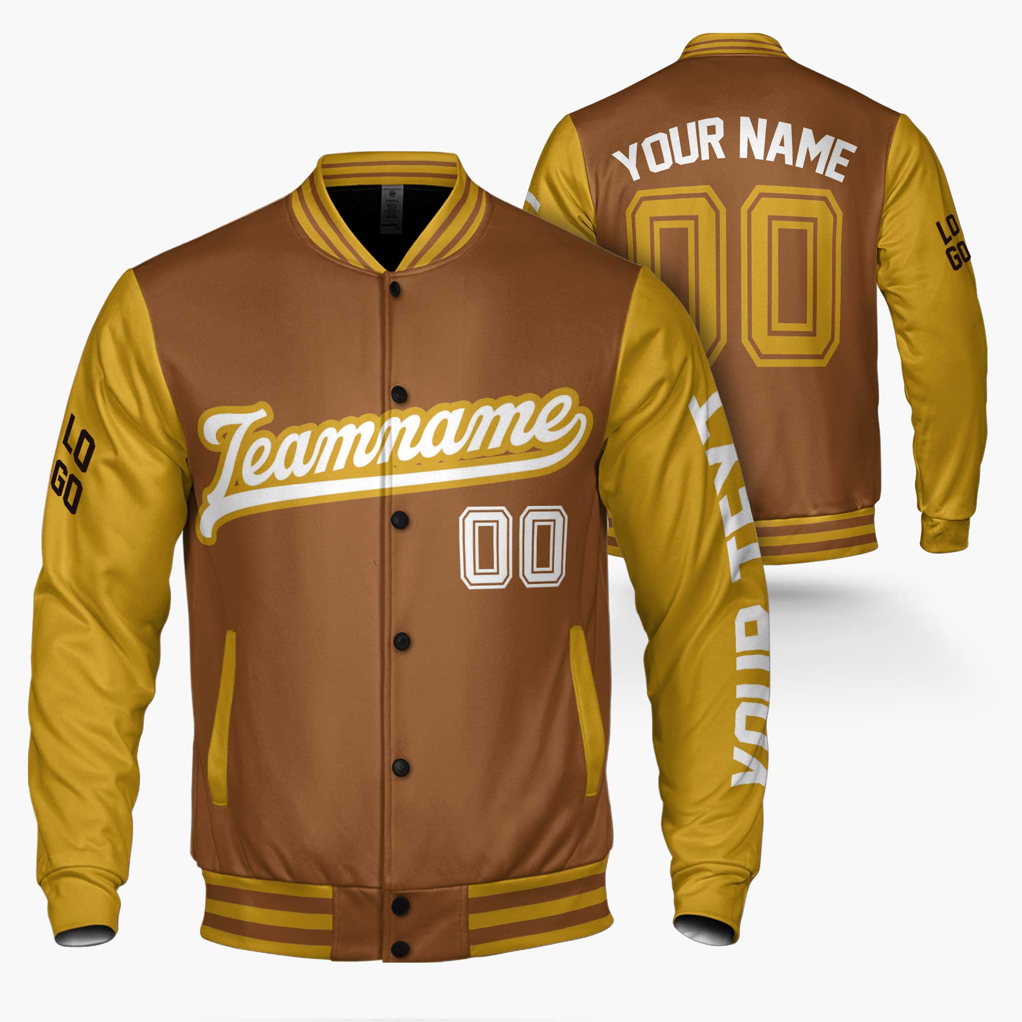 Custom Varsity Jacket Brown and Mustard - Design Your Own
