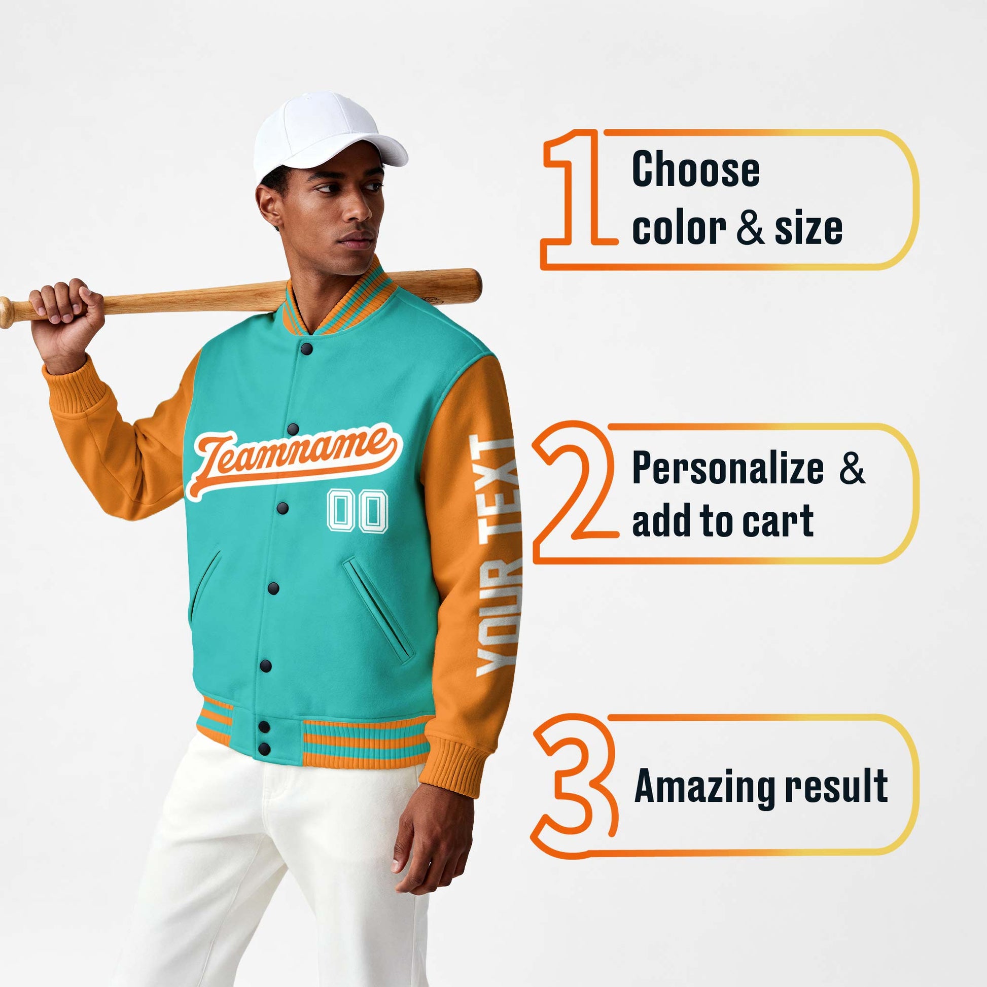 Custom Varsity Jacket Blue and Orange - Design Your Own