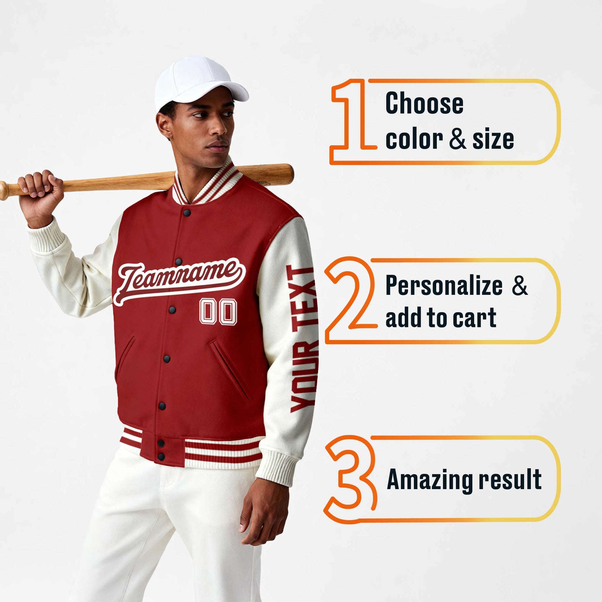 Custom Varsity Jacket Maroon and White - Design Your Own