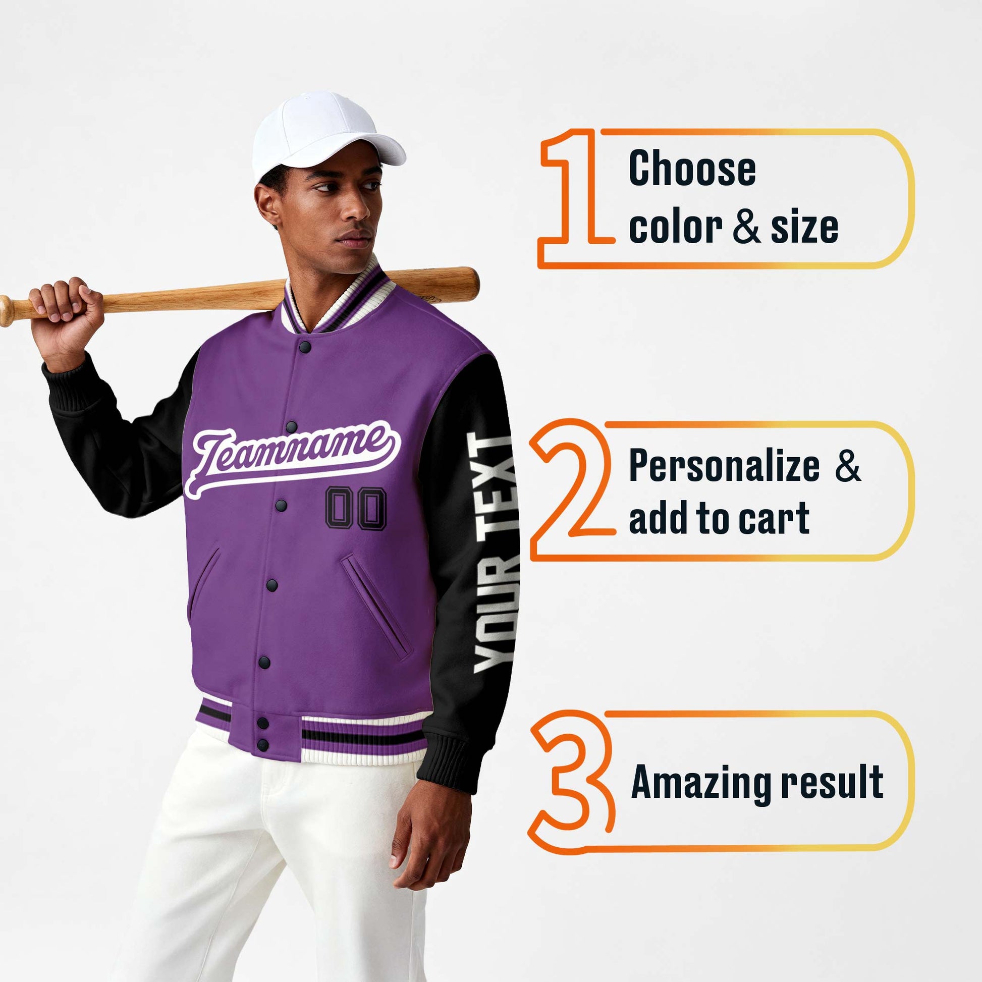 Custom Varsity Jacket Purple and Black - Design Your Own