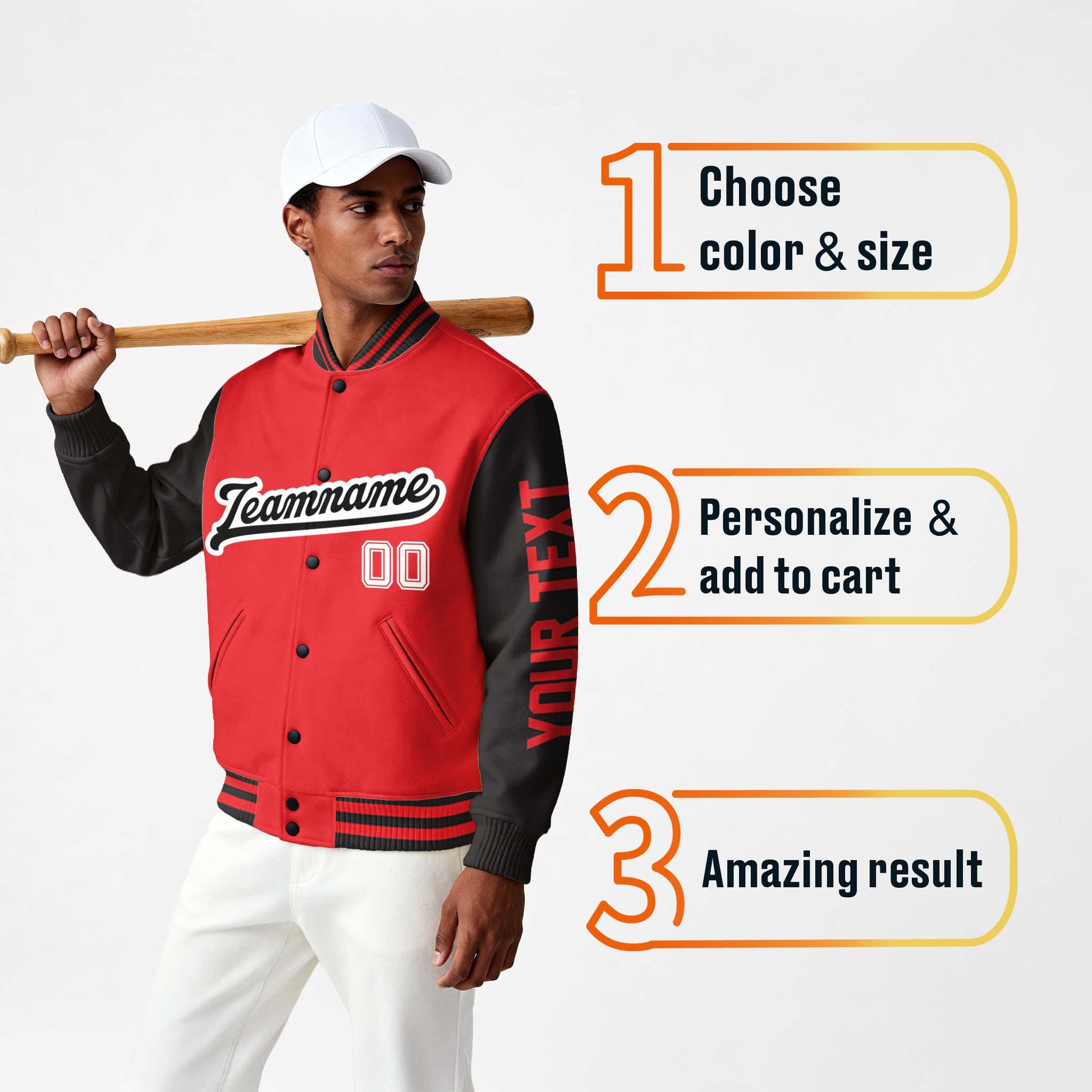 Custom Varsity Jacket Red and Black - Design Your Own