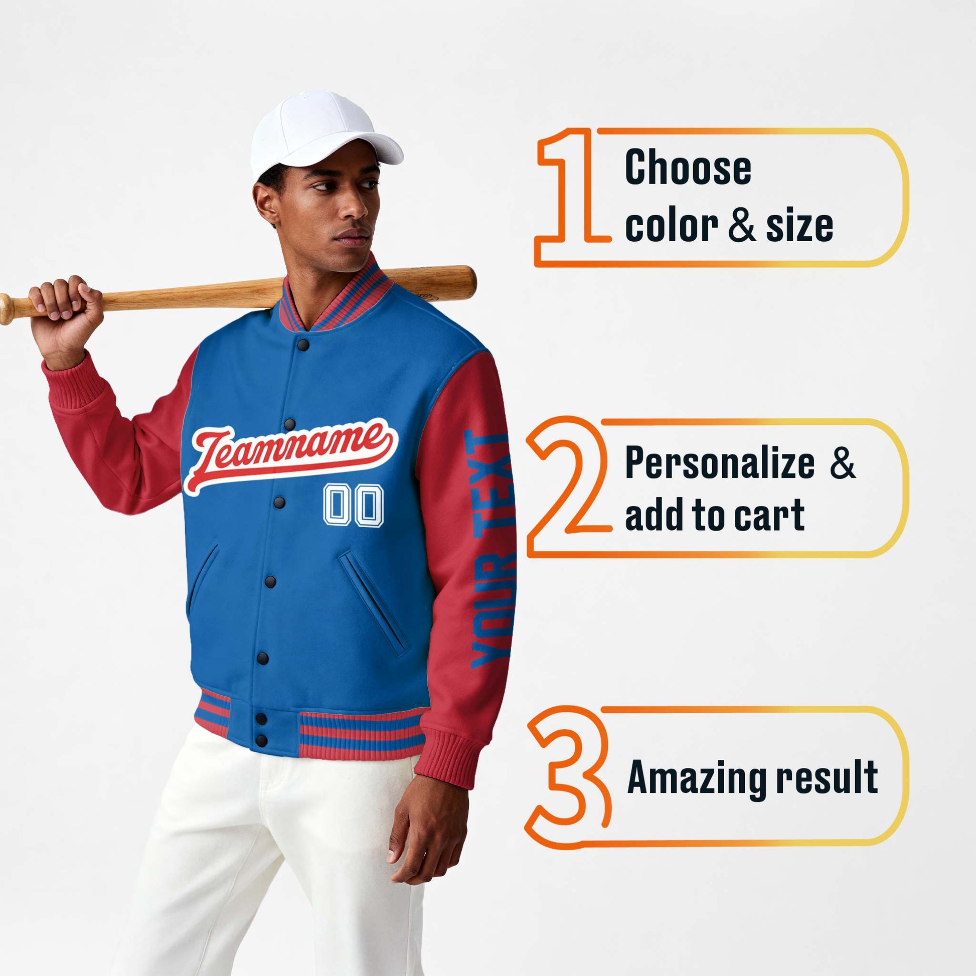 Custom Varsity Jacket Royal and Red - Design Your Own