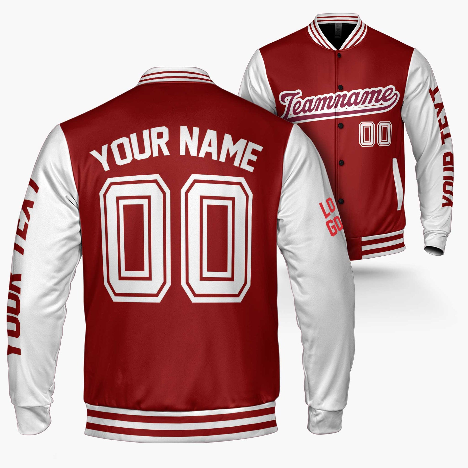 Custom Varsity Jacket Maroon and White - Design Your Own
