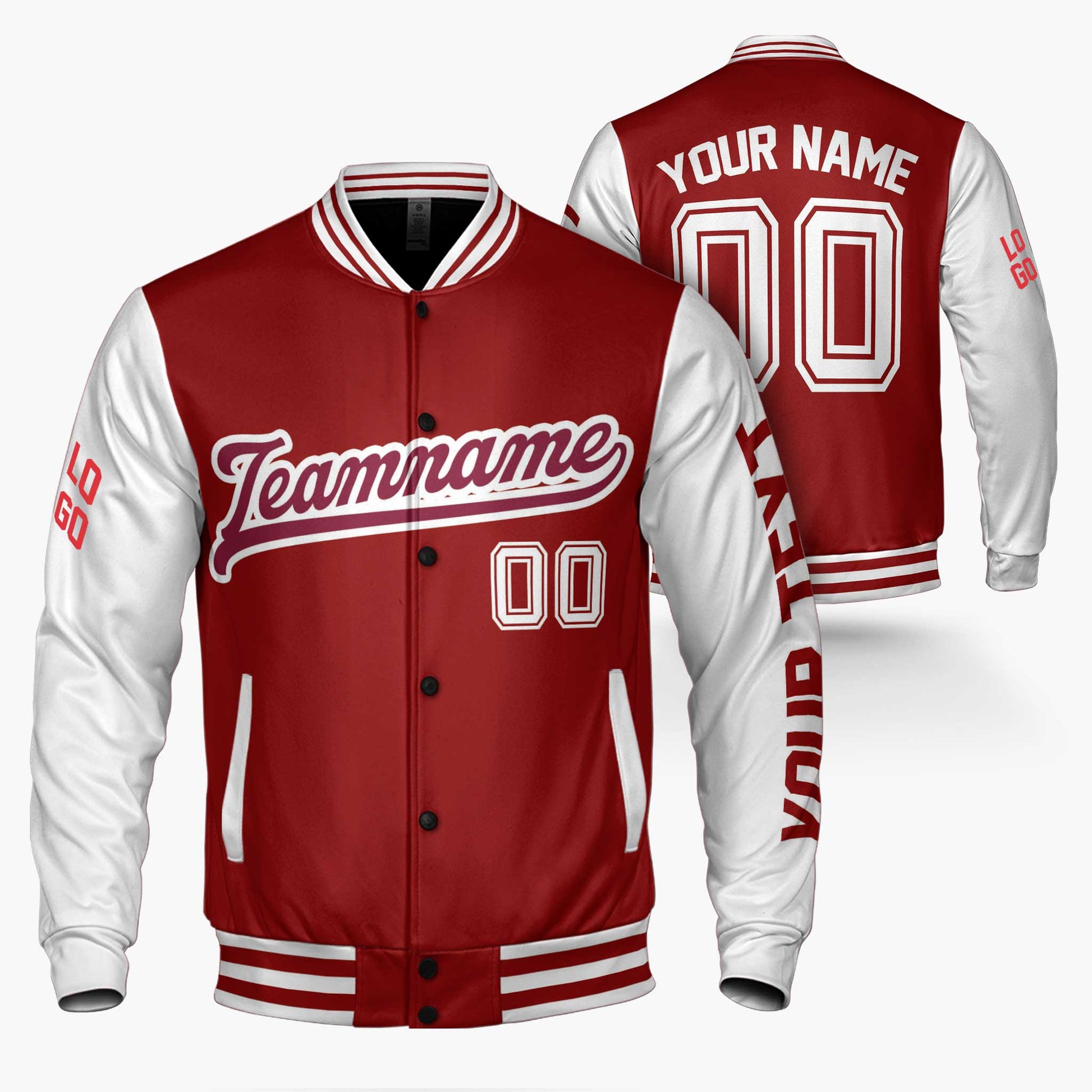 Custom Varsity Jacket Maroon and White - Design Your Own