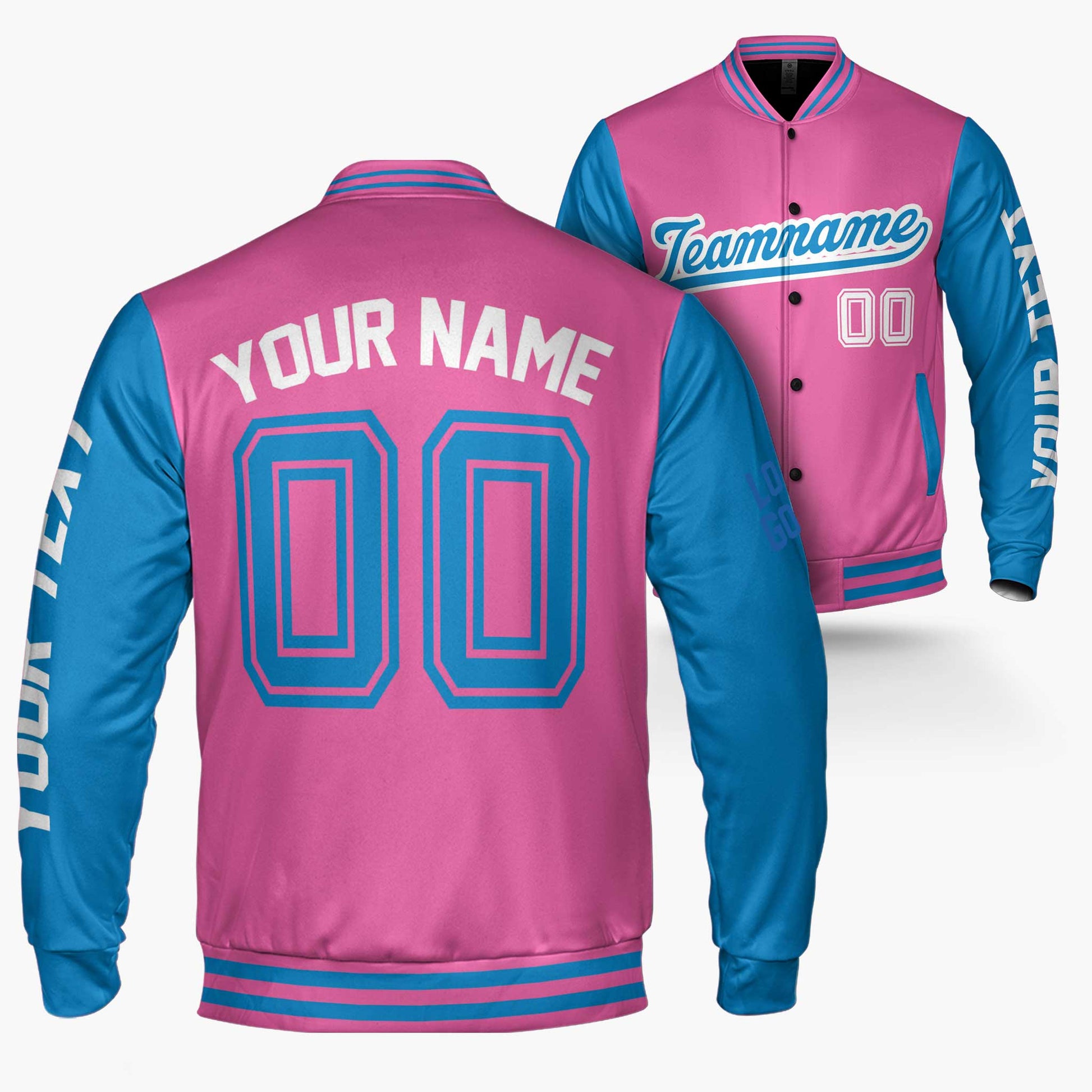 Custom Varsity Jacket Pink and Blue - Design Your Own