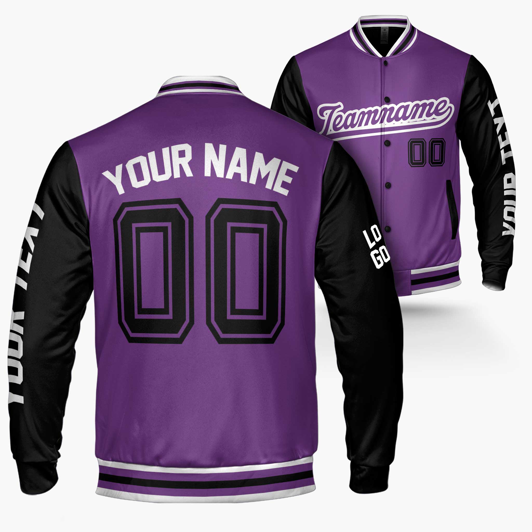 Custom Varsity Jacket Purple and Black - Design Your Own