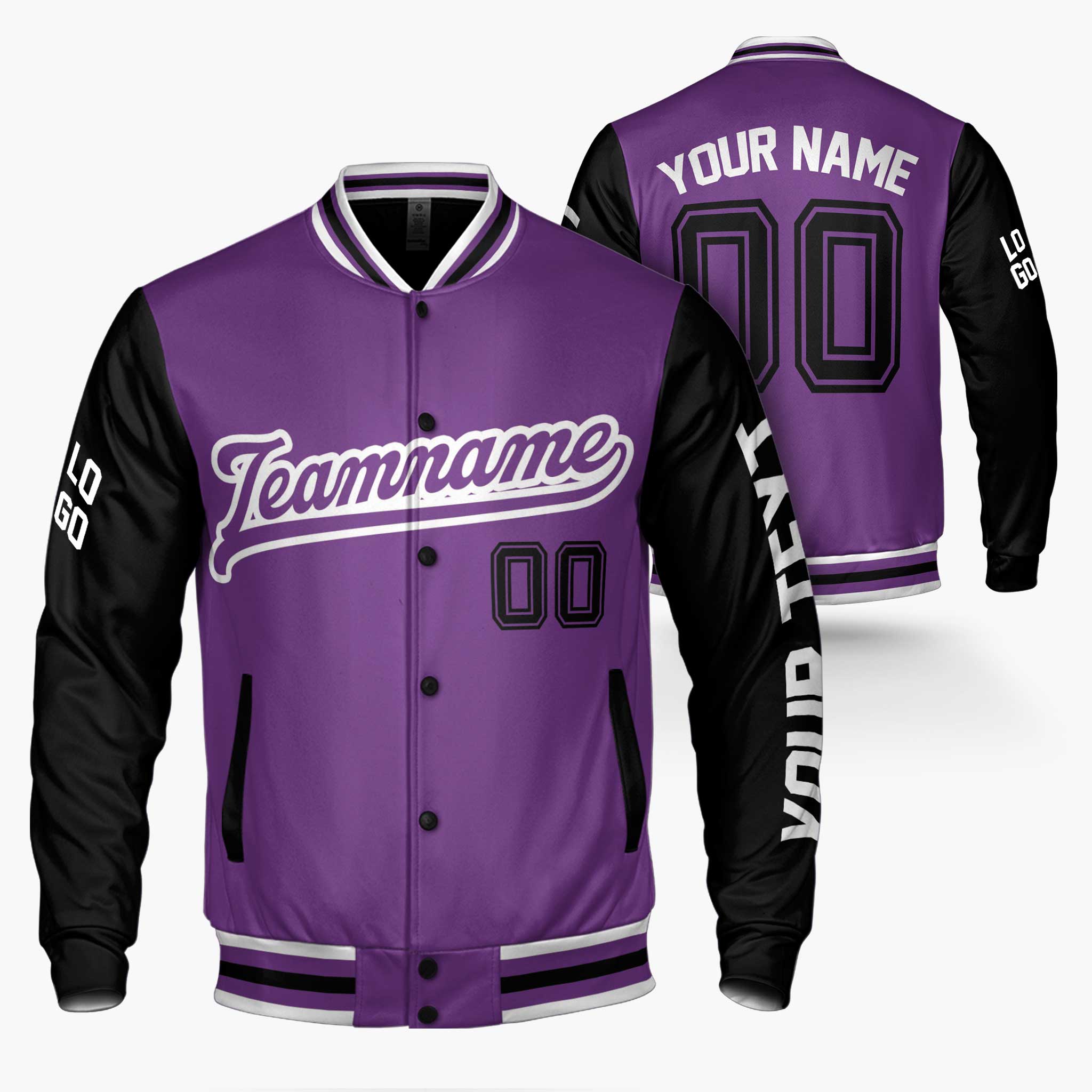 Custom Varsity Jacket Purple and Black - Design Your Own