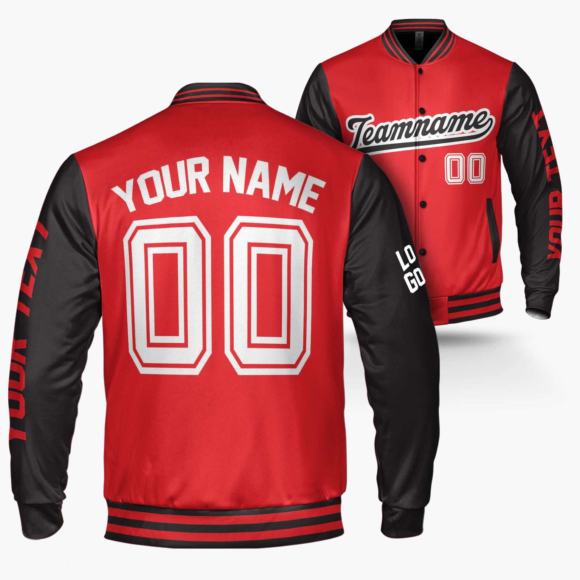 Custom Varsity Jacket Red and Black - Design Your Own
