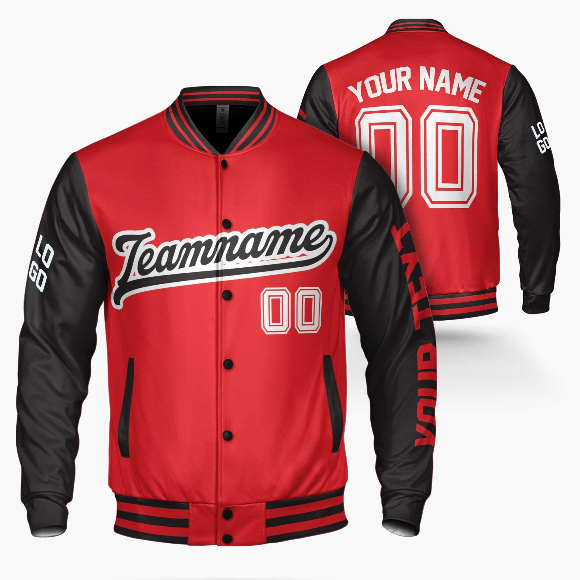 Custom Varsity Jacket Red and Black - Design Your Own