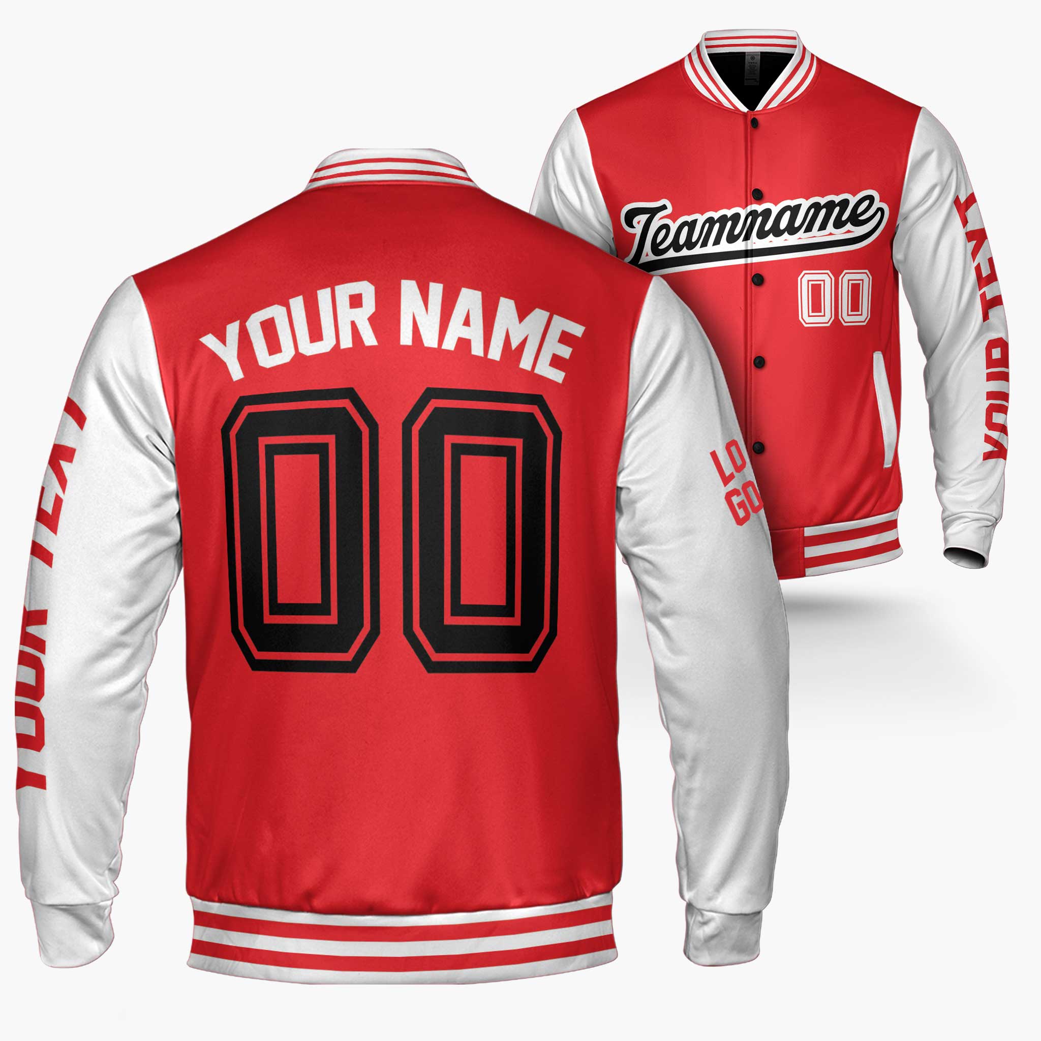 Custom Varsity Jacket Red and White - Design Your Own