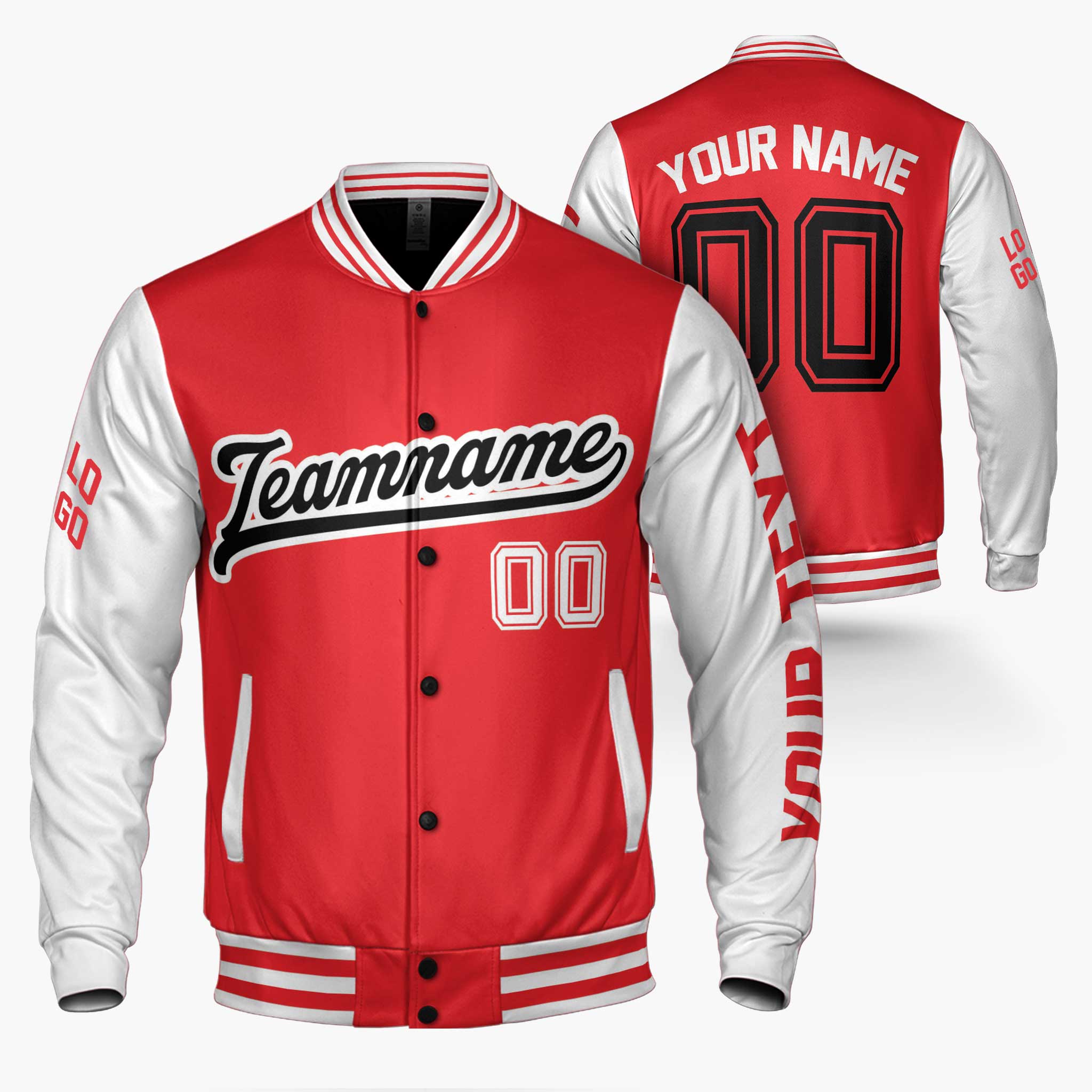 Custom Varsity Jacket Red and White - Design Your Own
