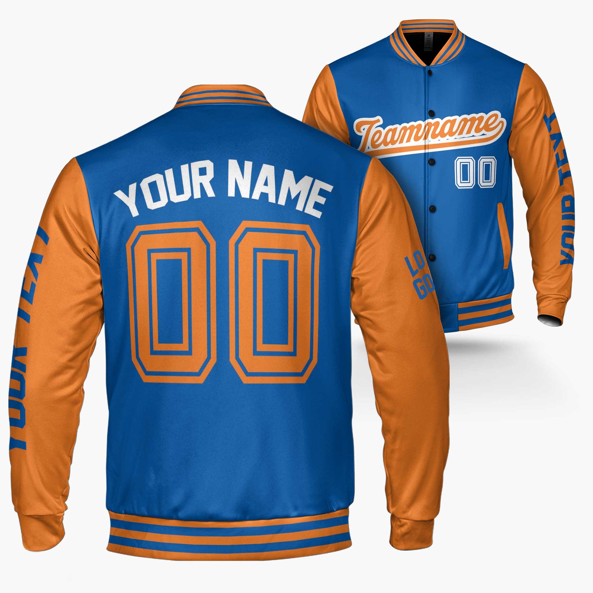 Custom Varsity Jacket Royal and Orange - Design Your Own