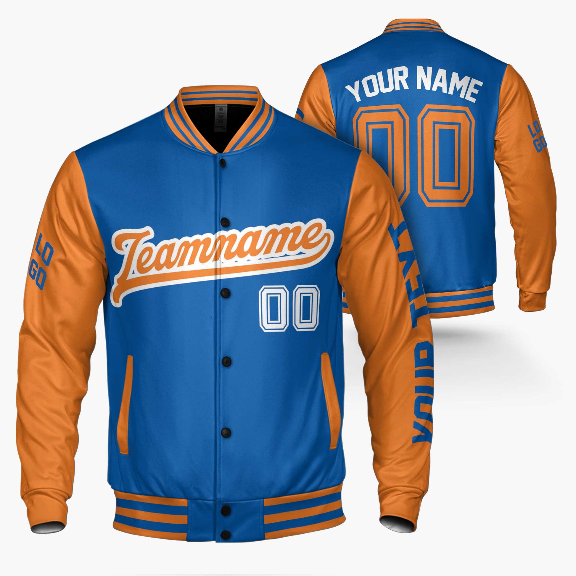Custom Varsity Jacket Royal and Orange - Design Your Own