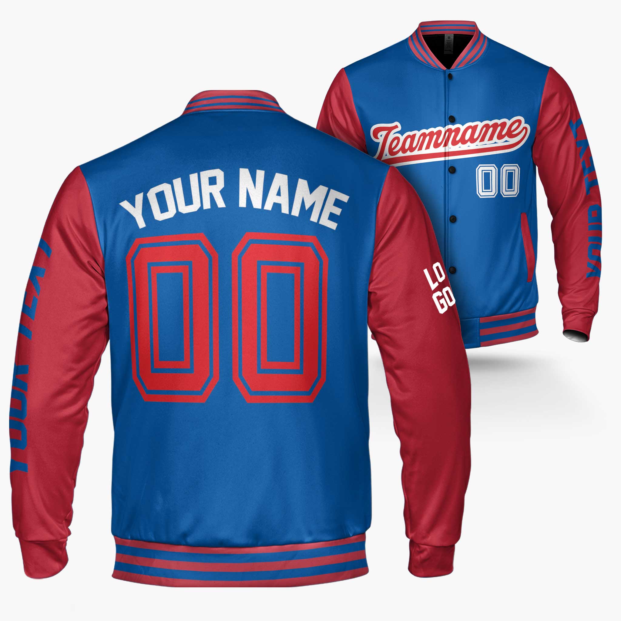 Custom Varsity Jacket Royal and Red - Design Your Own
