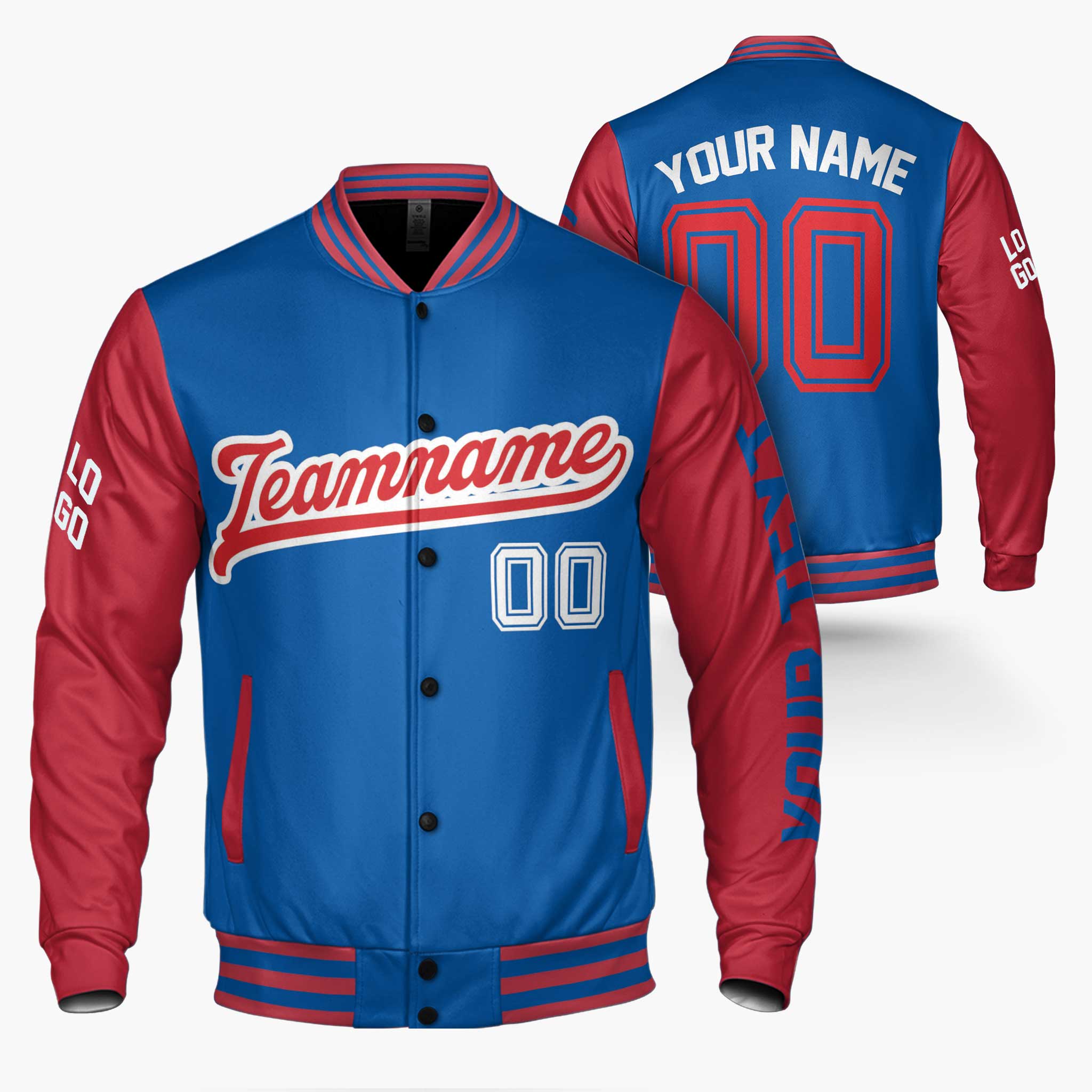Custom Varsity Jacket Royal and Red - Design Your Own