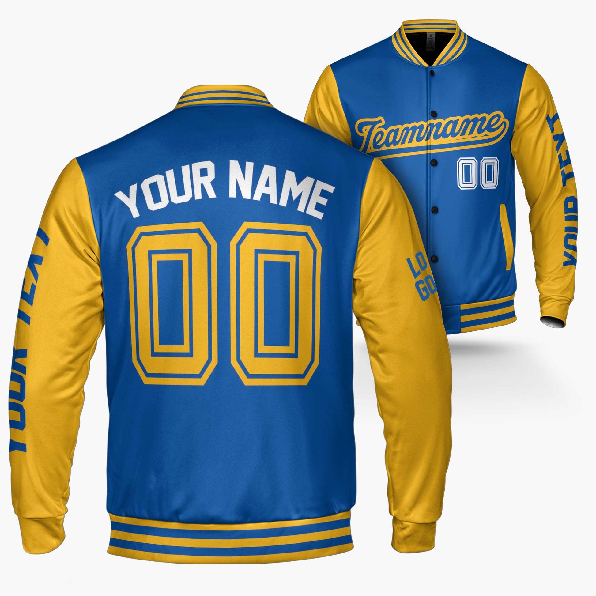 Custom Varsity Jacket Royal and Yellow - Design Your Own