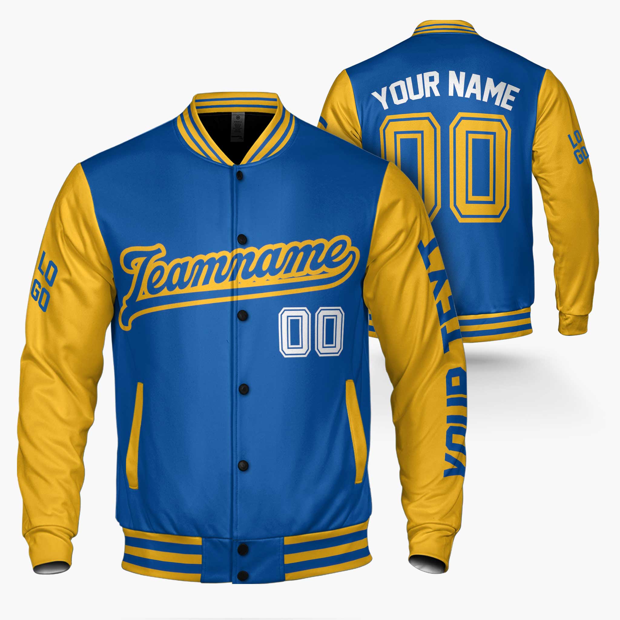 Custom Varsity Jacket Royal and Yellow - Design Your Own