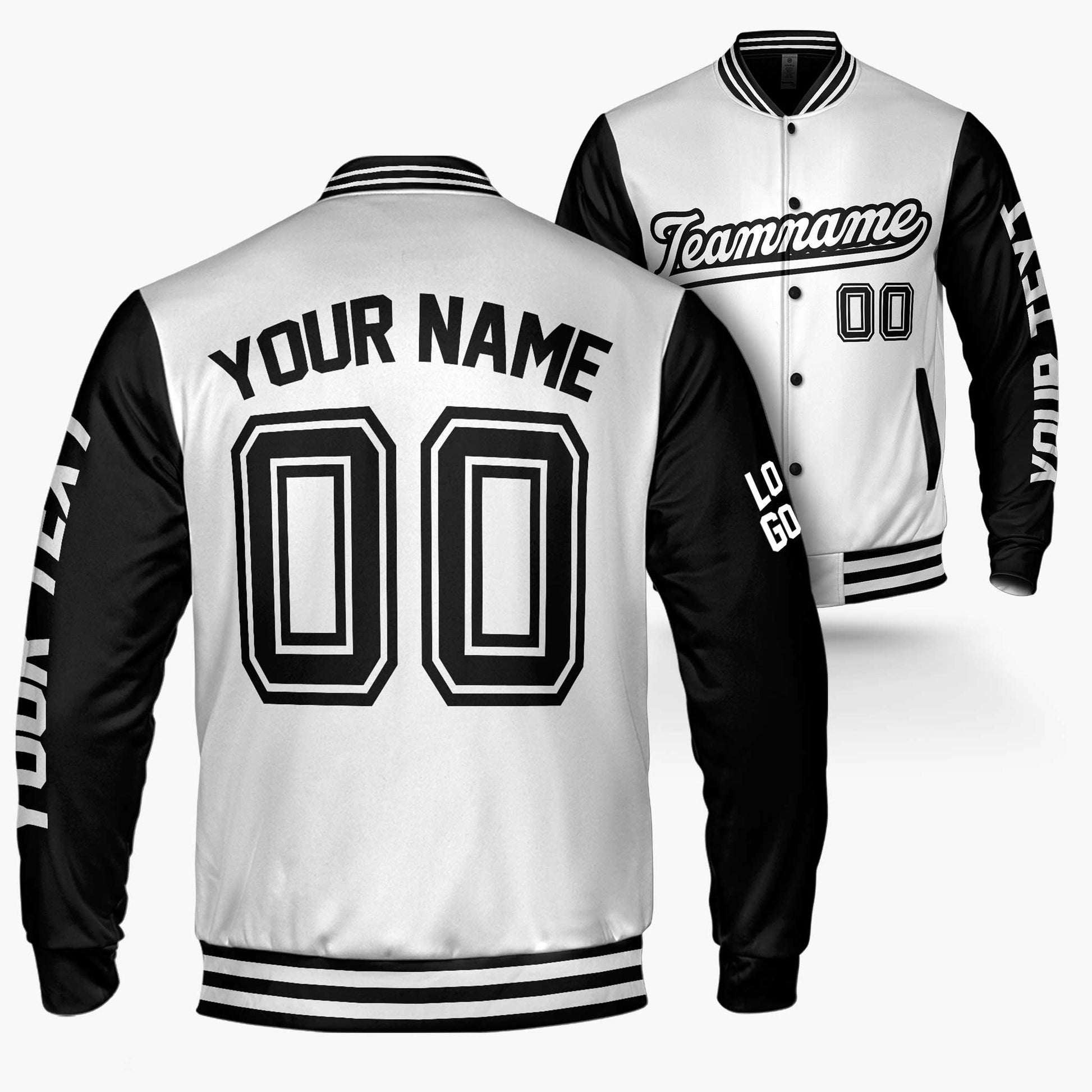 Custom Varsity Jacket White and Black - Design Your Own