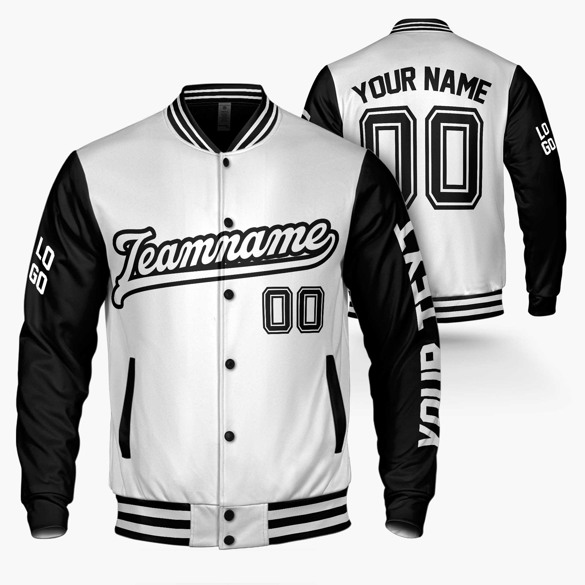 Custom Varsity Jacket White and Black - Design Your Own