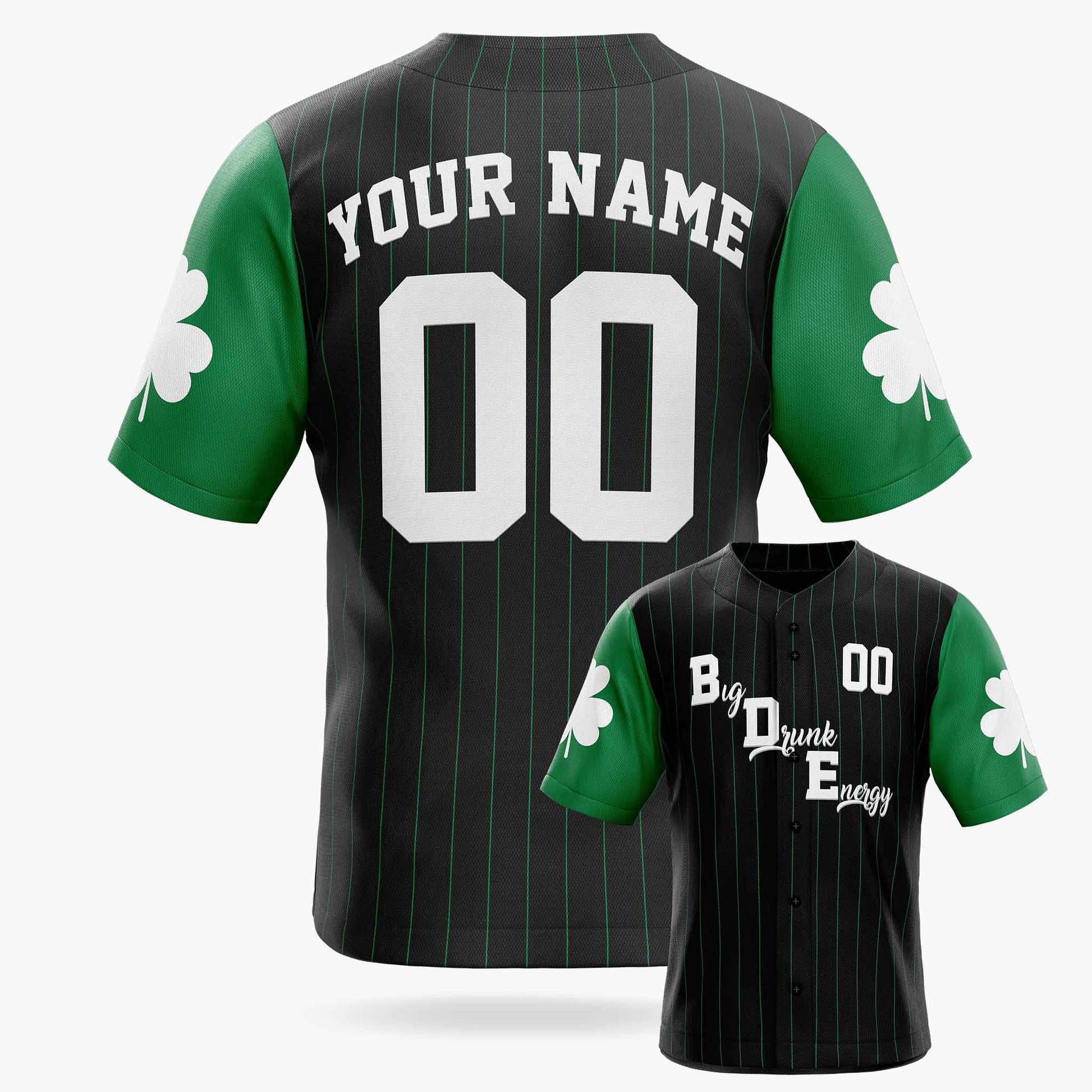 Custom St. Patrick's Day Baseball Jersey Big Drunk Energy - Design Your Own