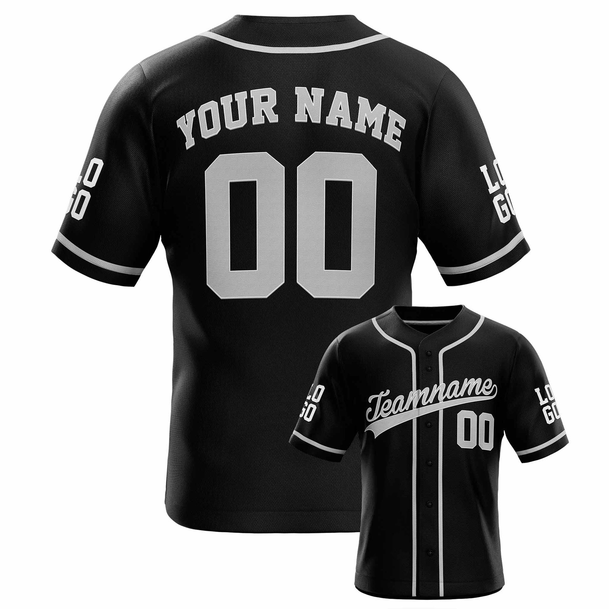 Custom Baseball Jersey Black and Gray - Design Your Own