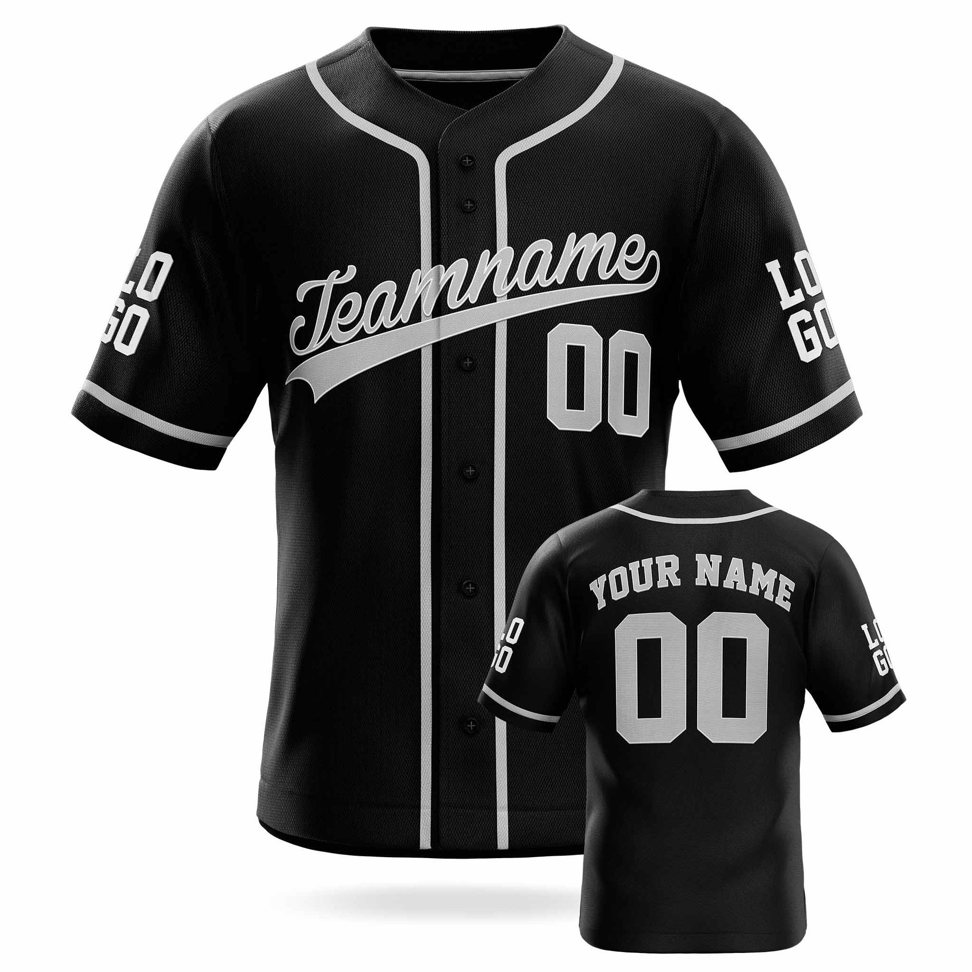 Custom Baseball Jersey Black and Gray - Design Your Own