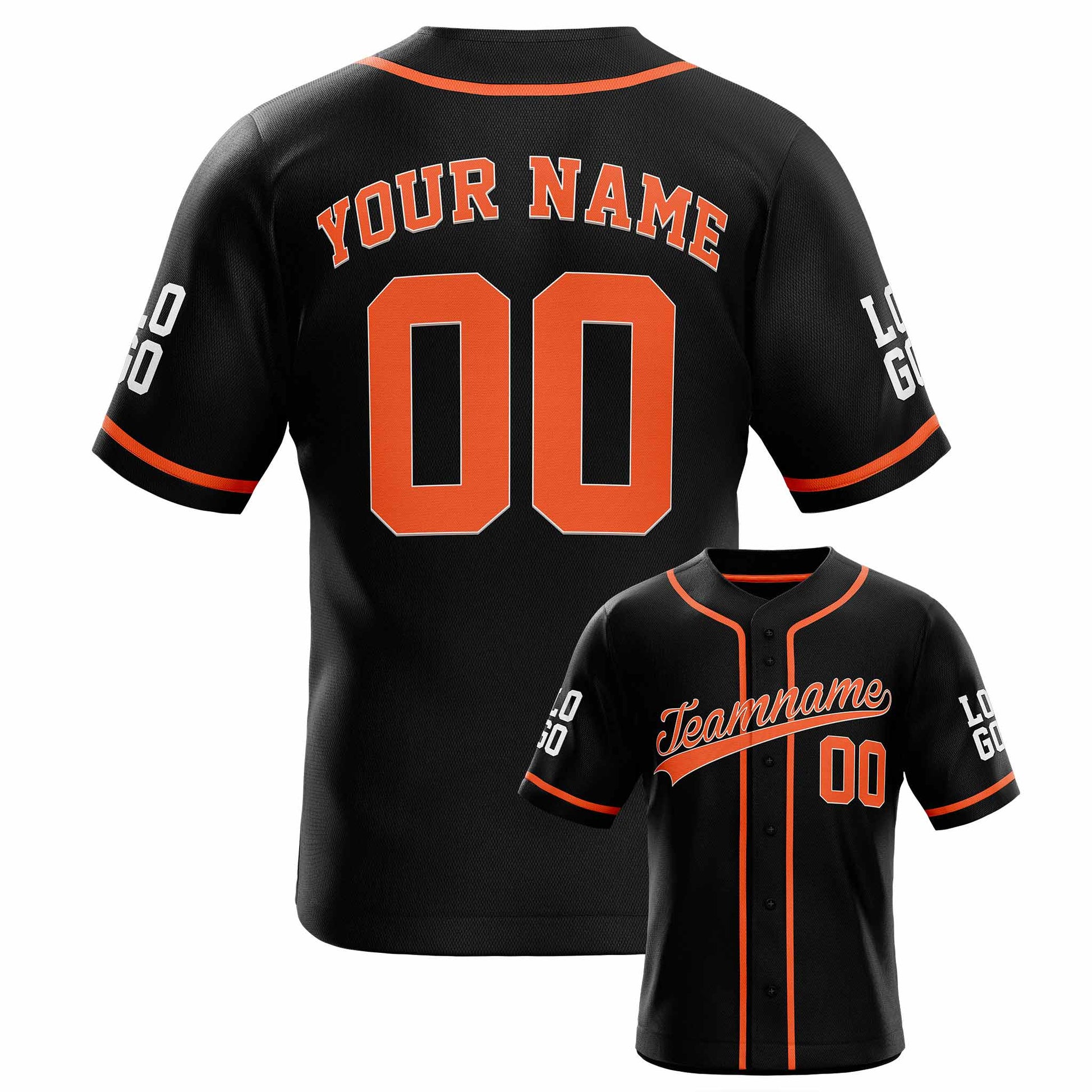 Custom Baseball Jersey Black and Orange - Design Your Own