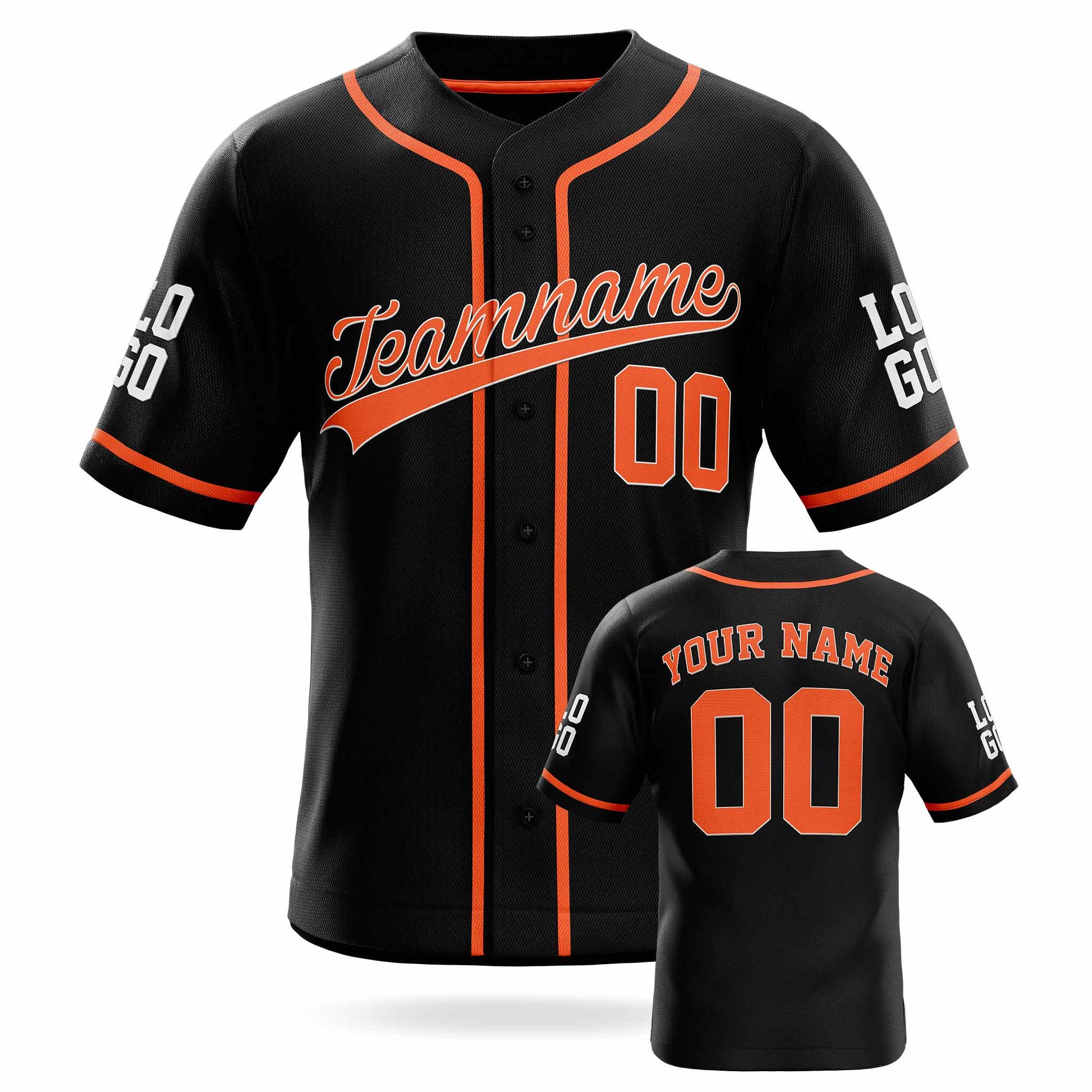 Custom Baseball Jersey Black and Orange - Design Your Own