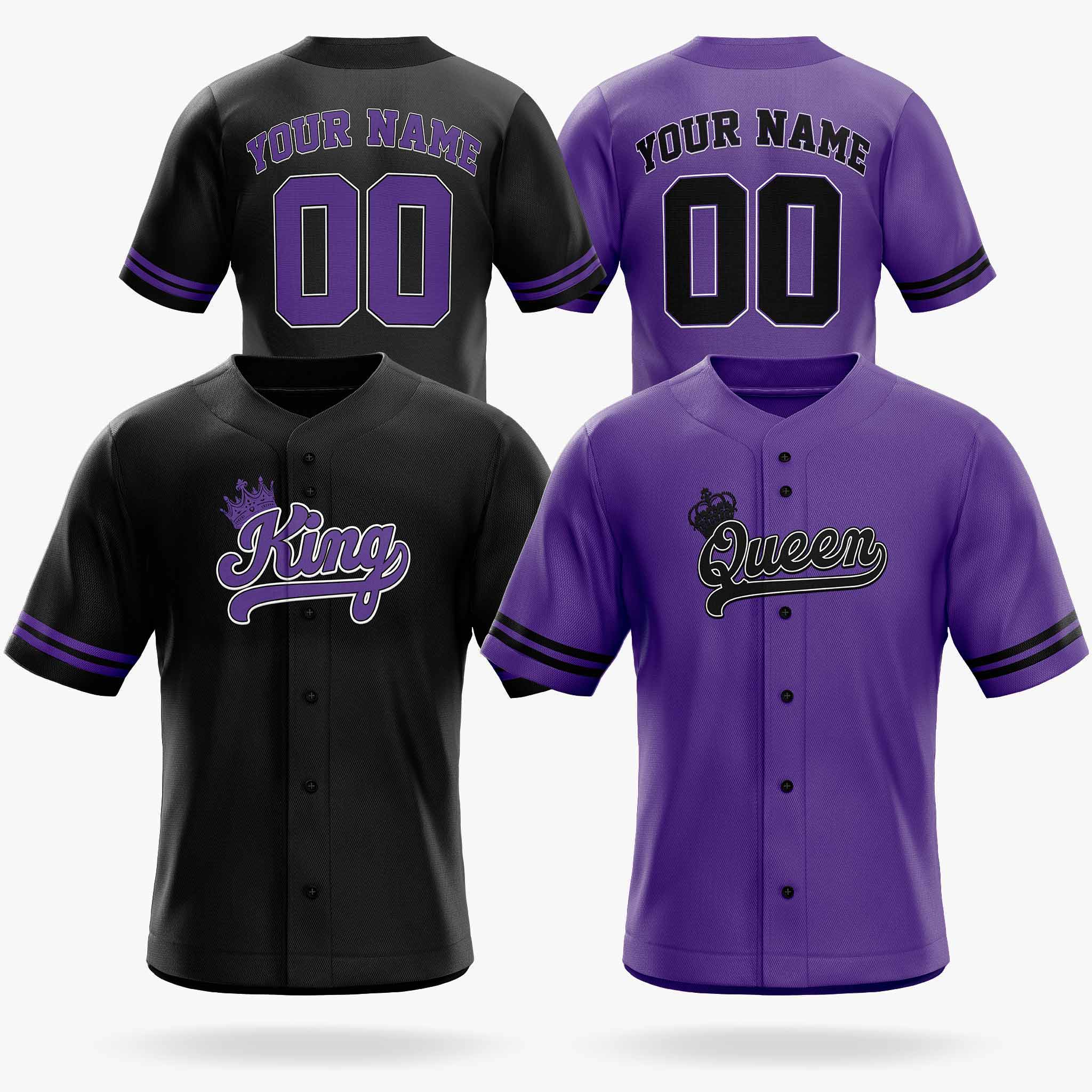 Custom Matching Couple Jerseys Black and Purple - King and Queen - Design Your Own