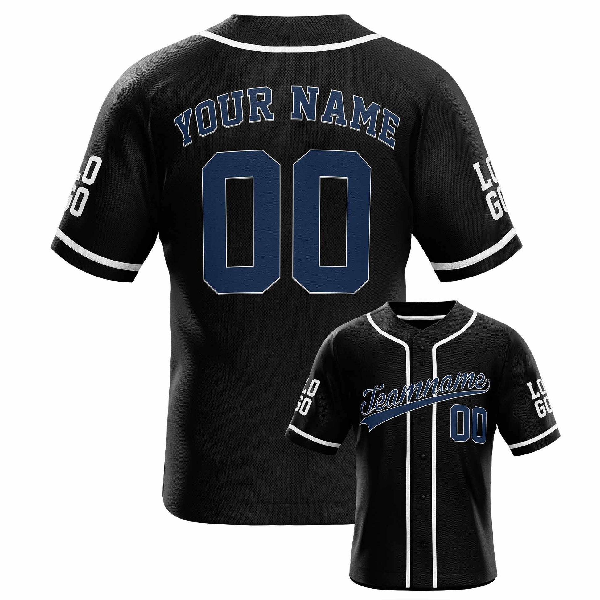 Custom Baseball Jersey Black and Navy - Design Your Own Jersey