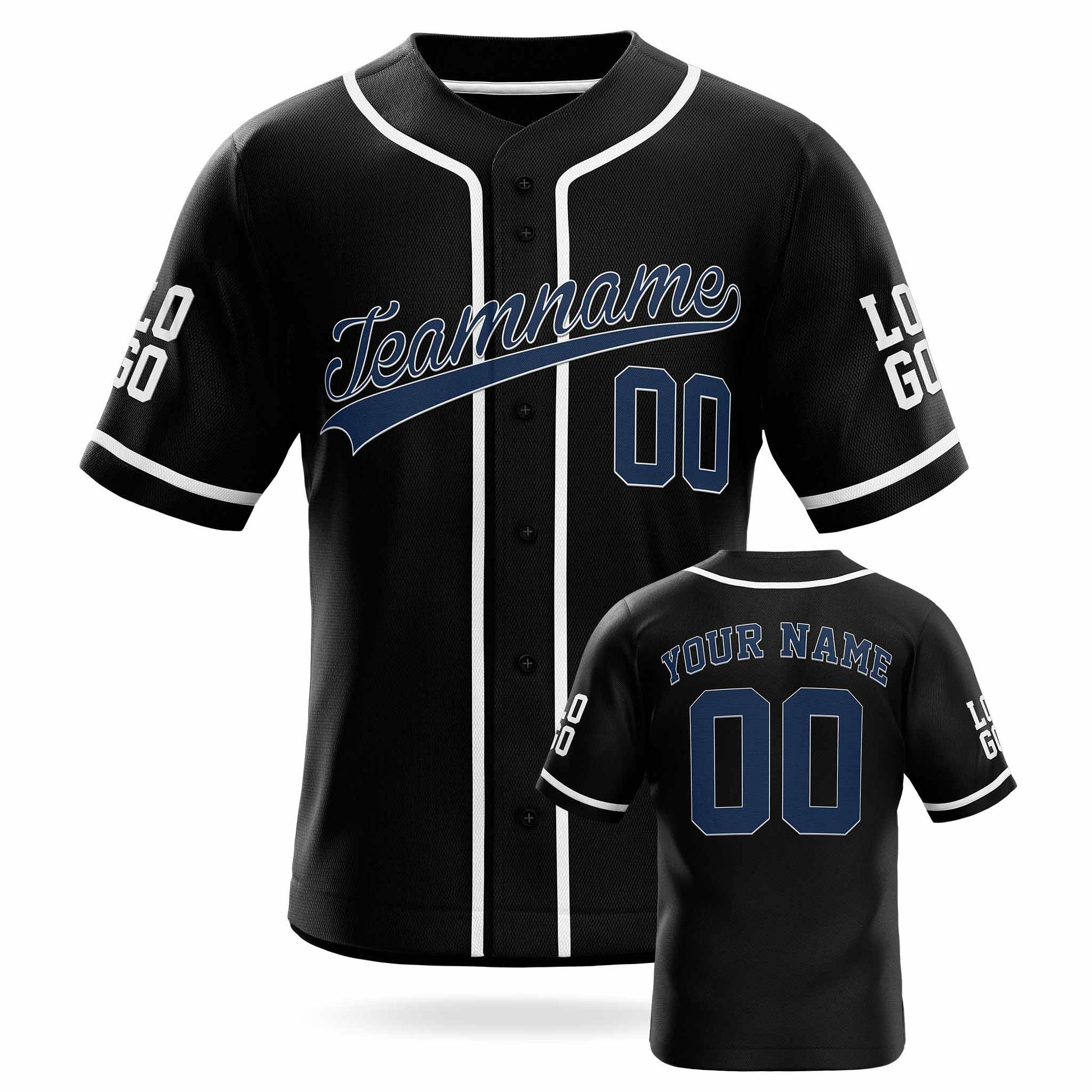 Custom Baseball Jersey Black and Navy - Design Your Own Jersey