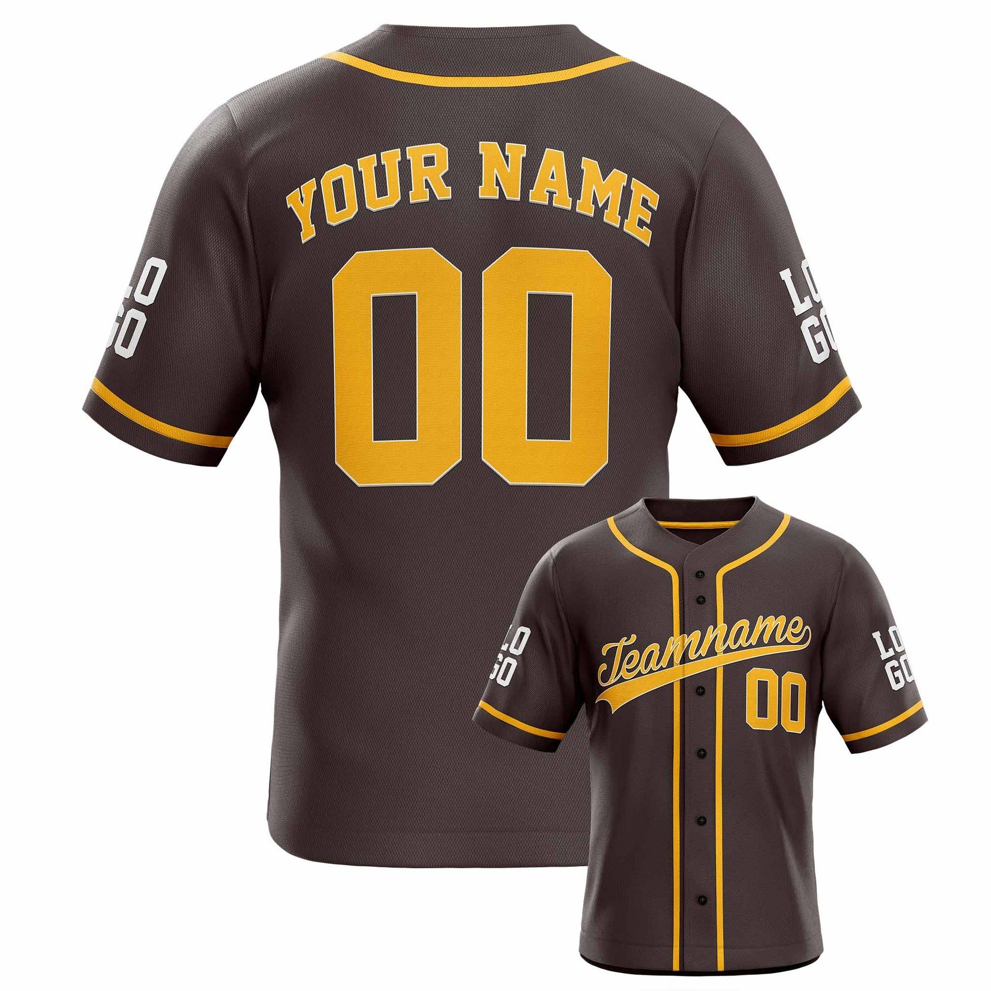 Custom Baseball Jersey Brown and Yellow - Design Your Own